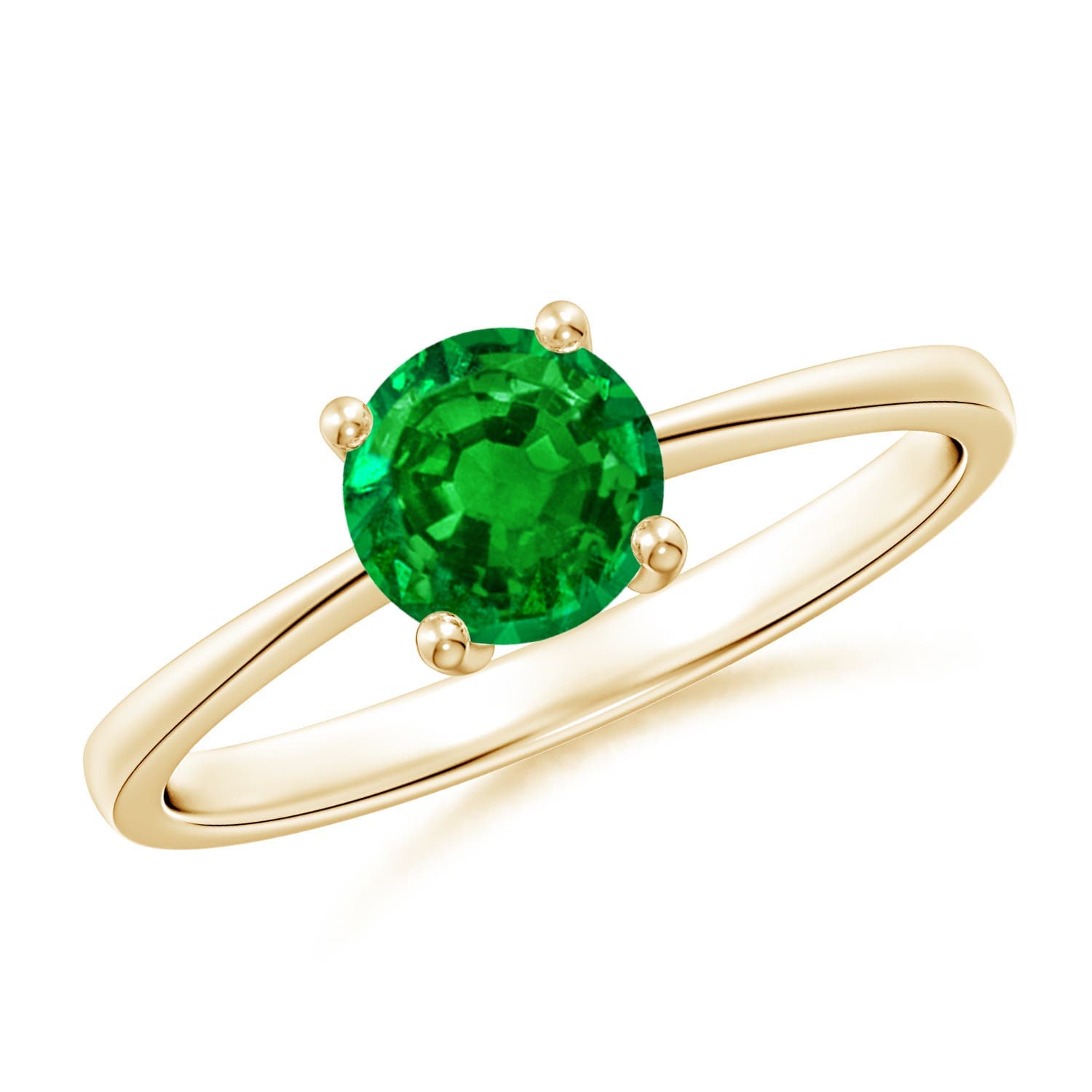 Reverse Tapered Shank Emerald Solitaire Engagement Ring