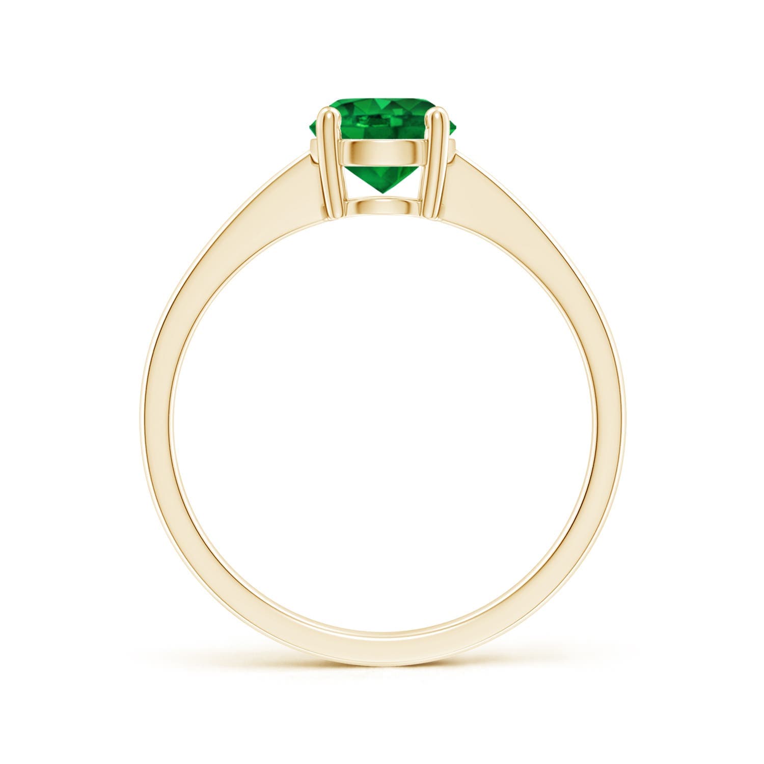 Reverse Tapered Shank Emerald Solitaire Engagement Ring