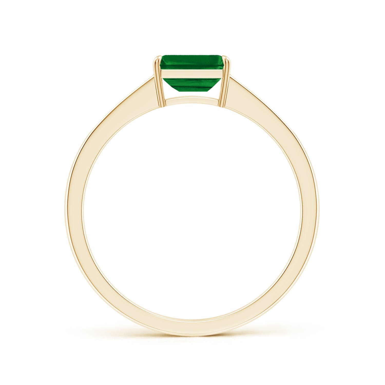 East West Emerald-Cut Emerald Solitaire Engagement Ring with Diamond Accents