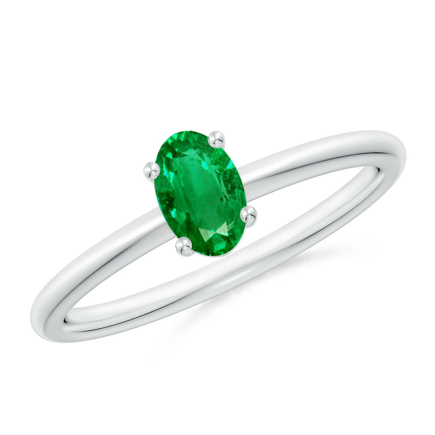 Classic Solitaire Oval Emerald Promise Ring