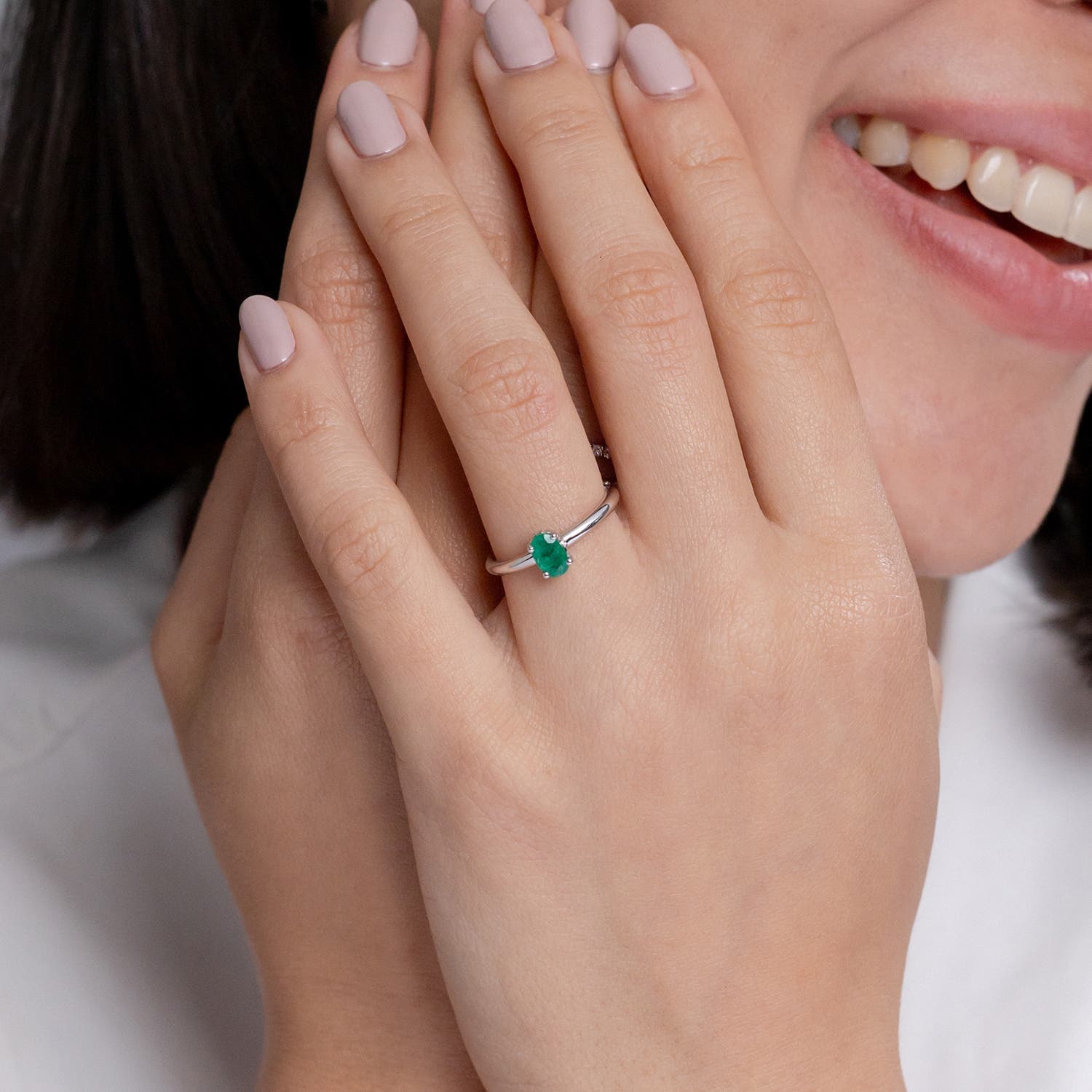 Classic Solitaire Oval Emerald Promise Ring