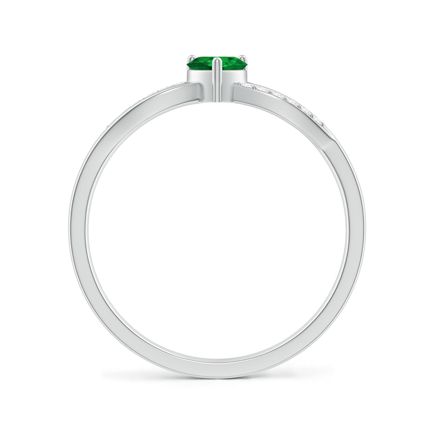 Solitaire Emerald Heart Promise Ring with Diamond Accents