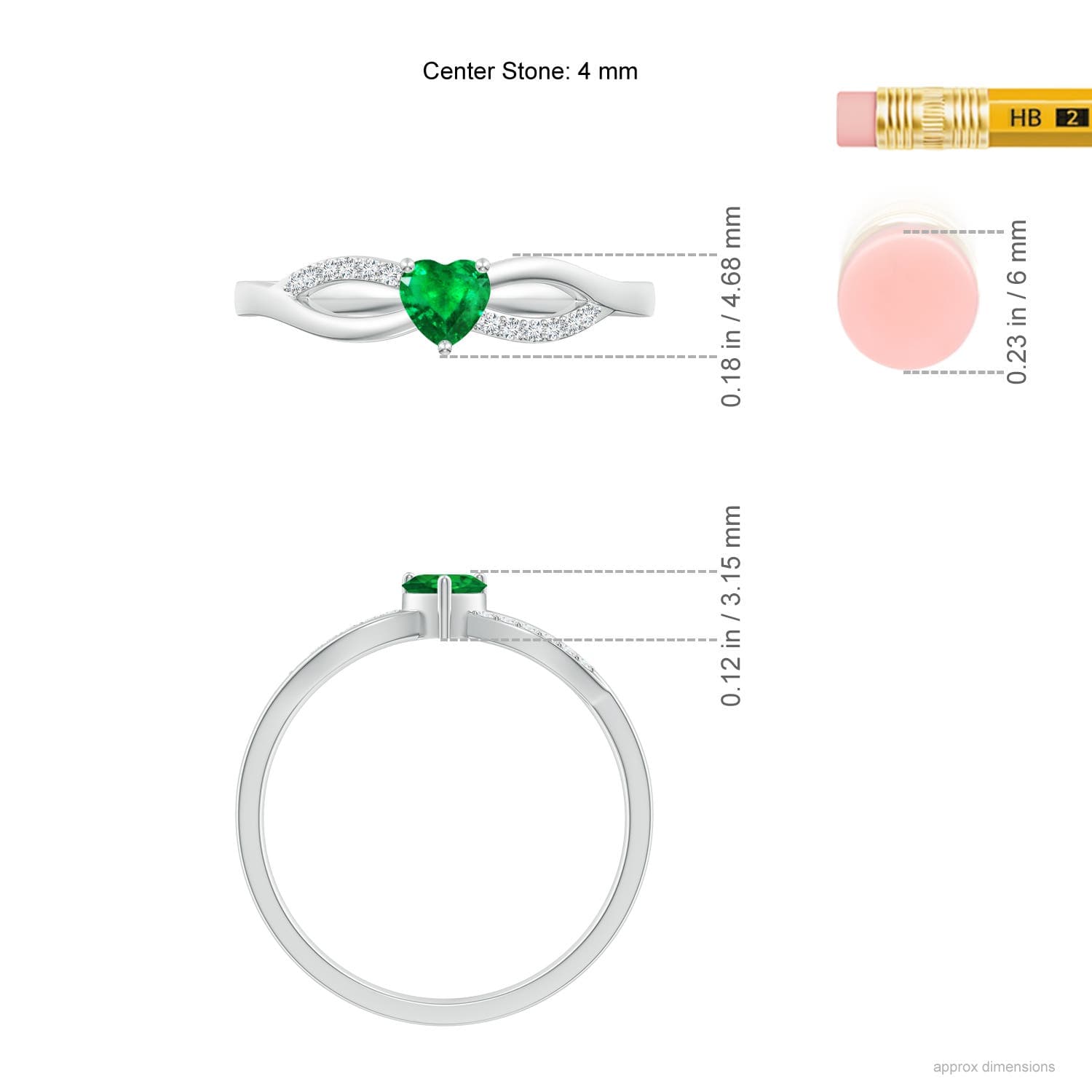 Solitaire Emerald Heart Promise Ring with Diamond Accents