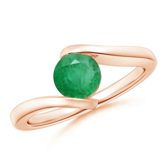 Bar-Set Solitaire Round Emerald Bypass Ring