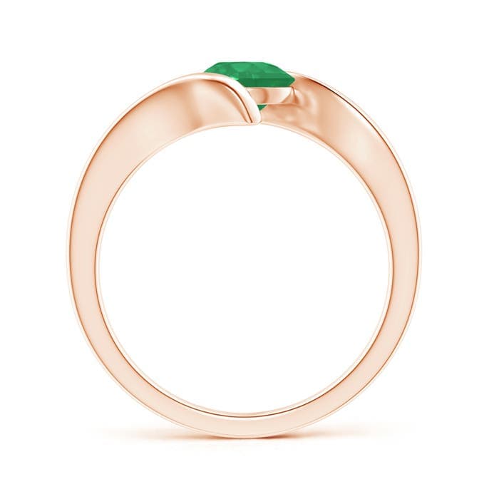Bar-Set Solitaire Round Emerald Bypass Ring