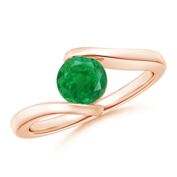 Bar-Set Solitaire Round Emerald Bypass Ring