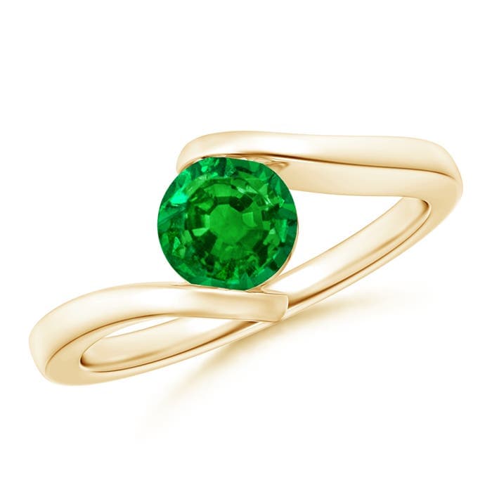 Bar-Set Solitaire Round Emerald Bypass Ring