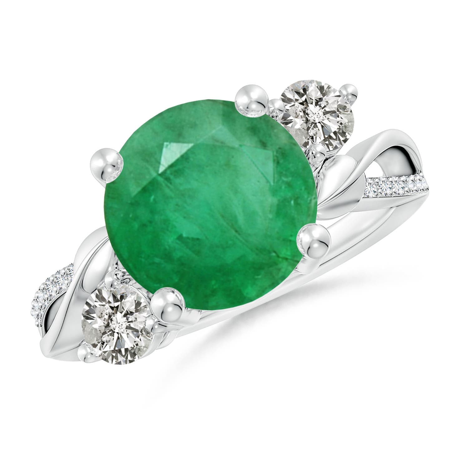Emerald and Diamond Twisted Vine Engagement Ring