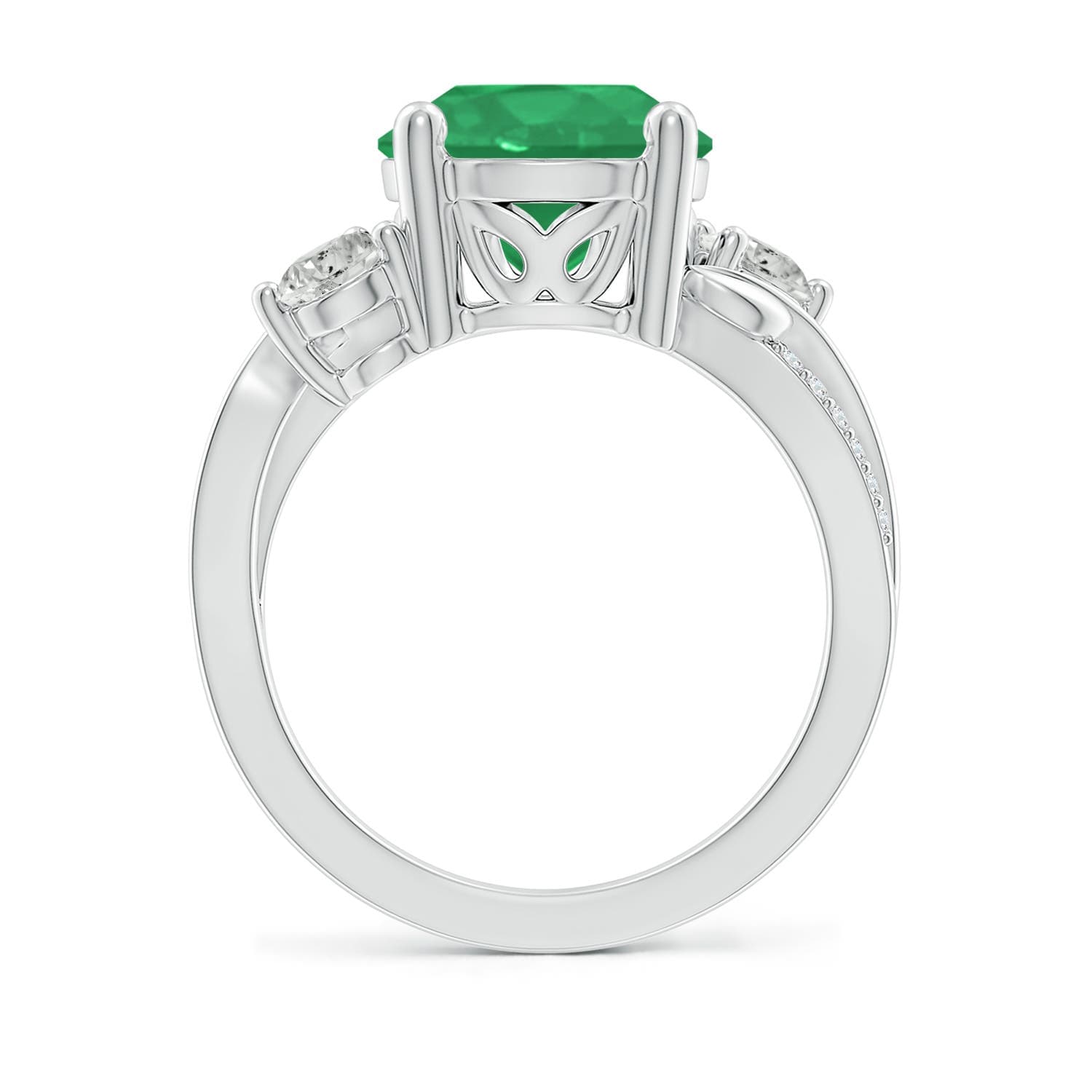 Emerald and Diamond Twisted Vine Engagement Ring