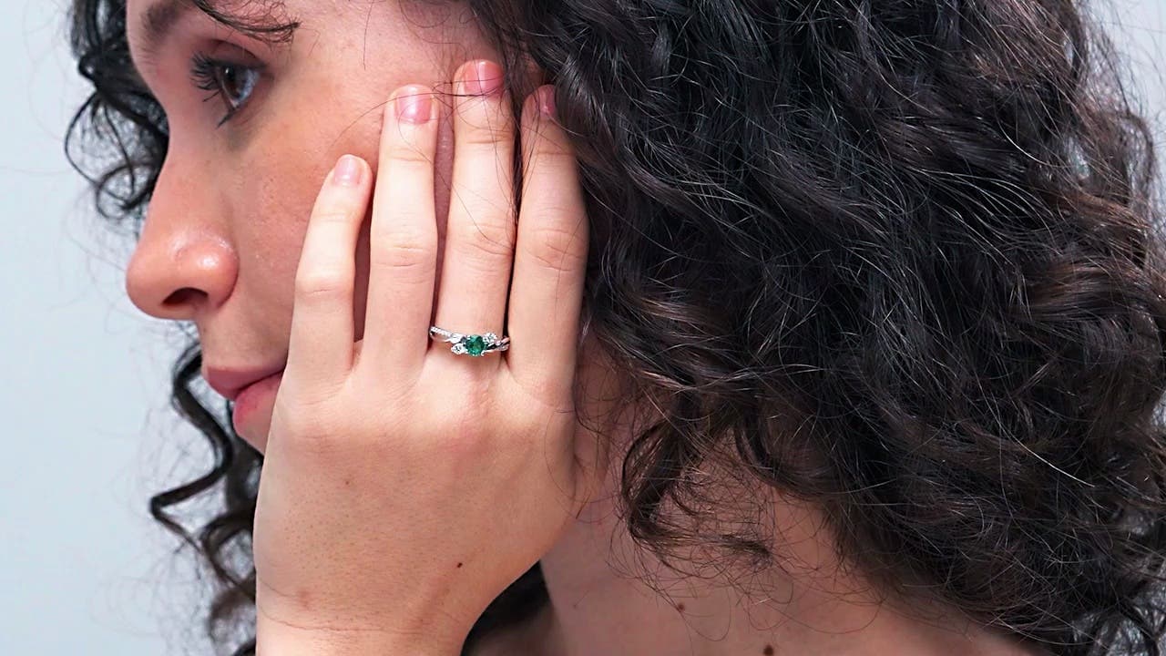 Emerald and Diamond Twisted Vine Engagement Ring