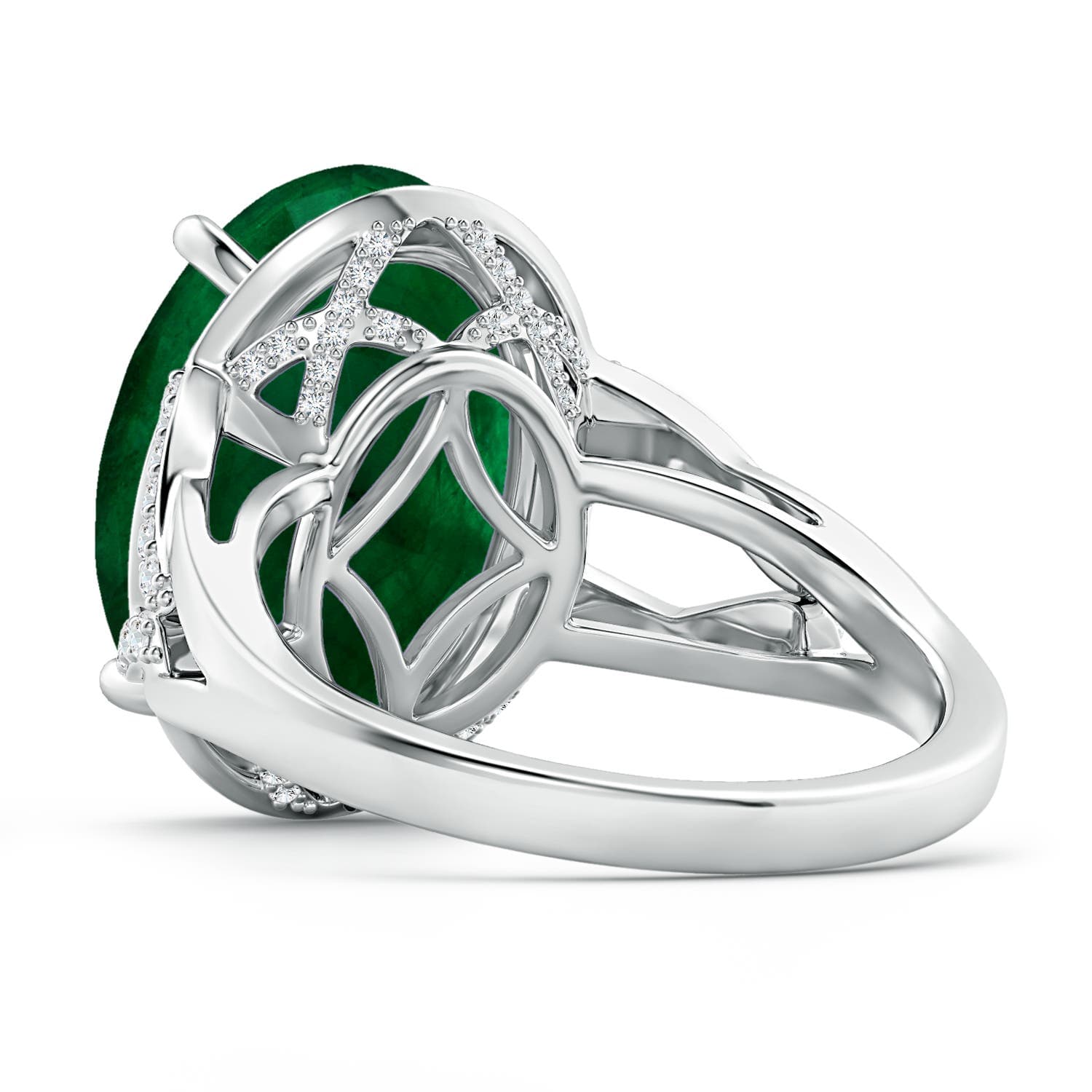 GIA Certified Emerald Split Shank Ring with Diamond Accents