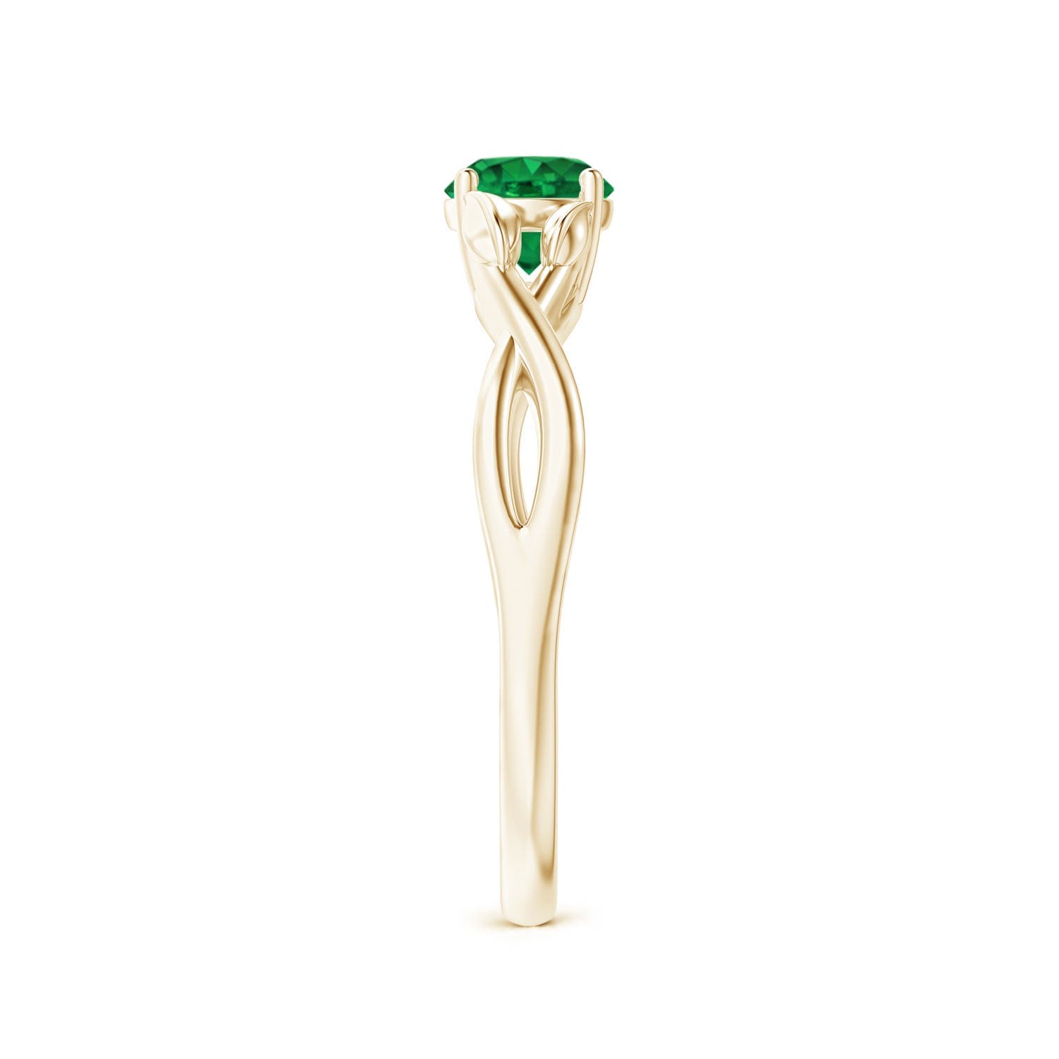 Nature Inspired Emerald Crossover Engagement Ring with Leaf Motifs
