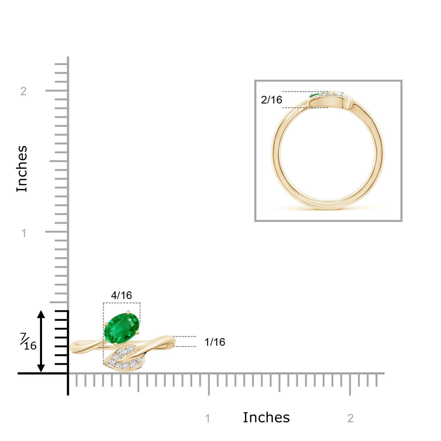 Nature Inspired Emerald Bypass Engagement Ring with Diamond Leaf