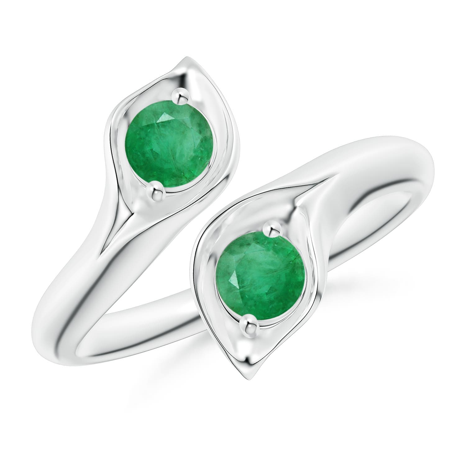 Calla Lily Two Stone Emerald Ring