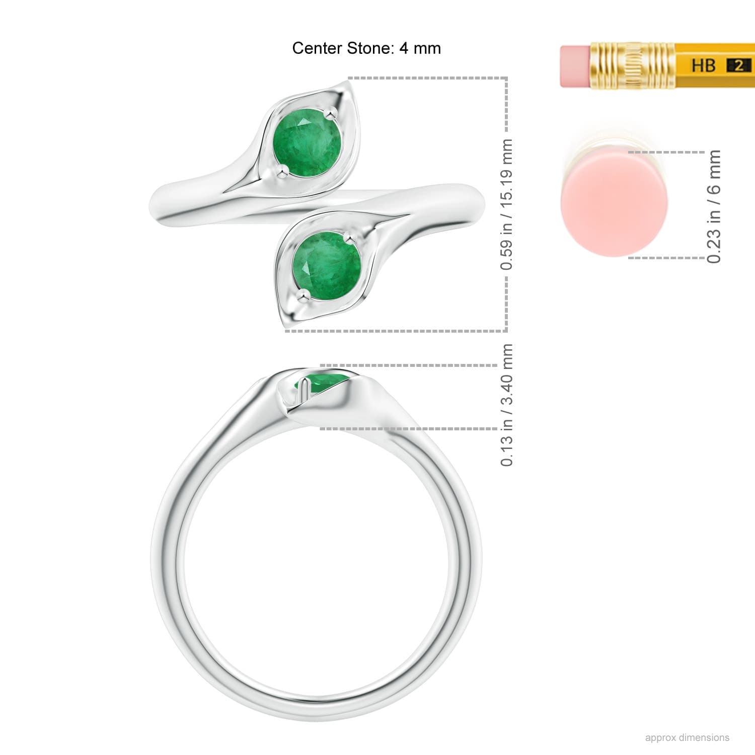 Calla Lily Two Stone Emerald Ring
