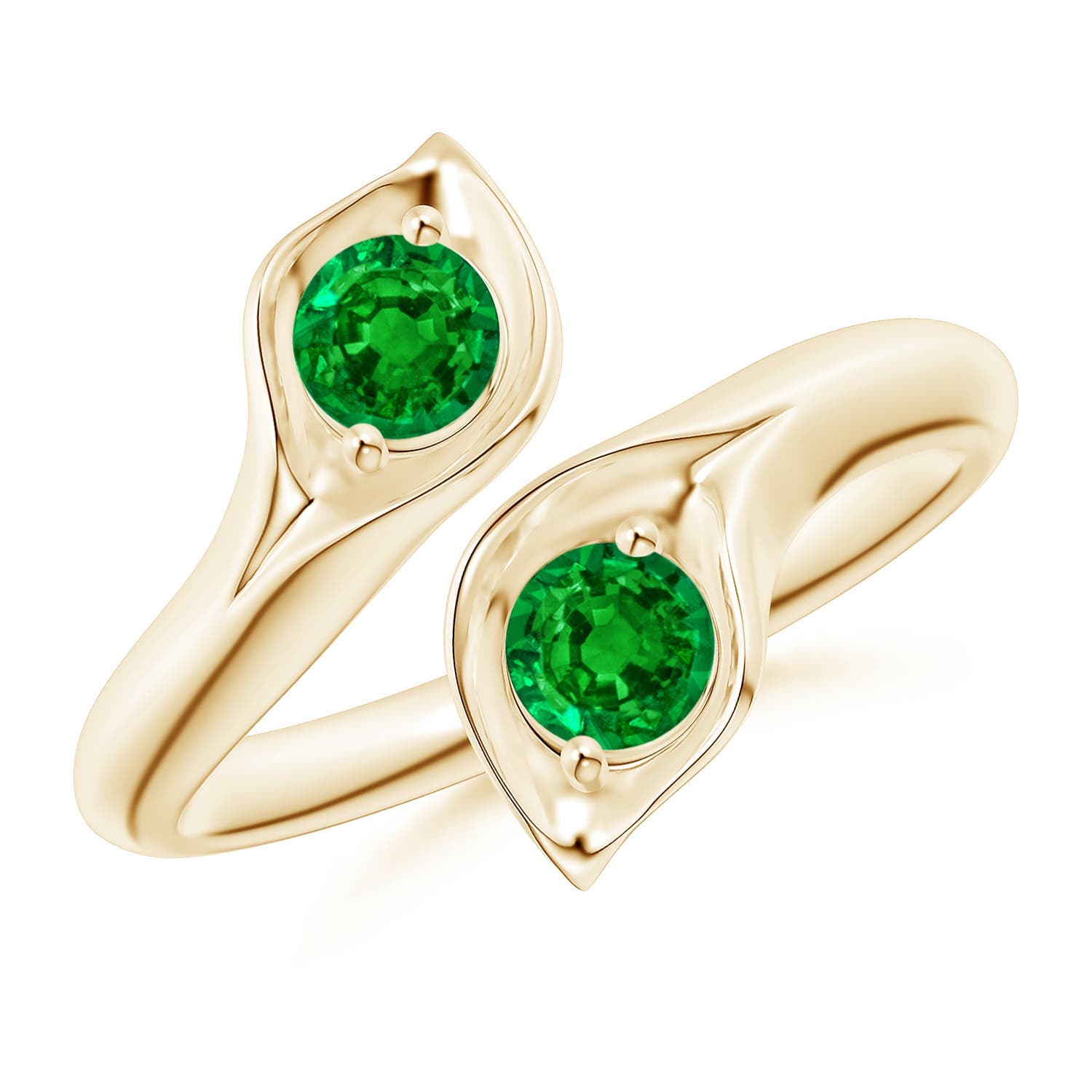 Calla Lily Two Stone Emerald Ring
