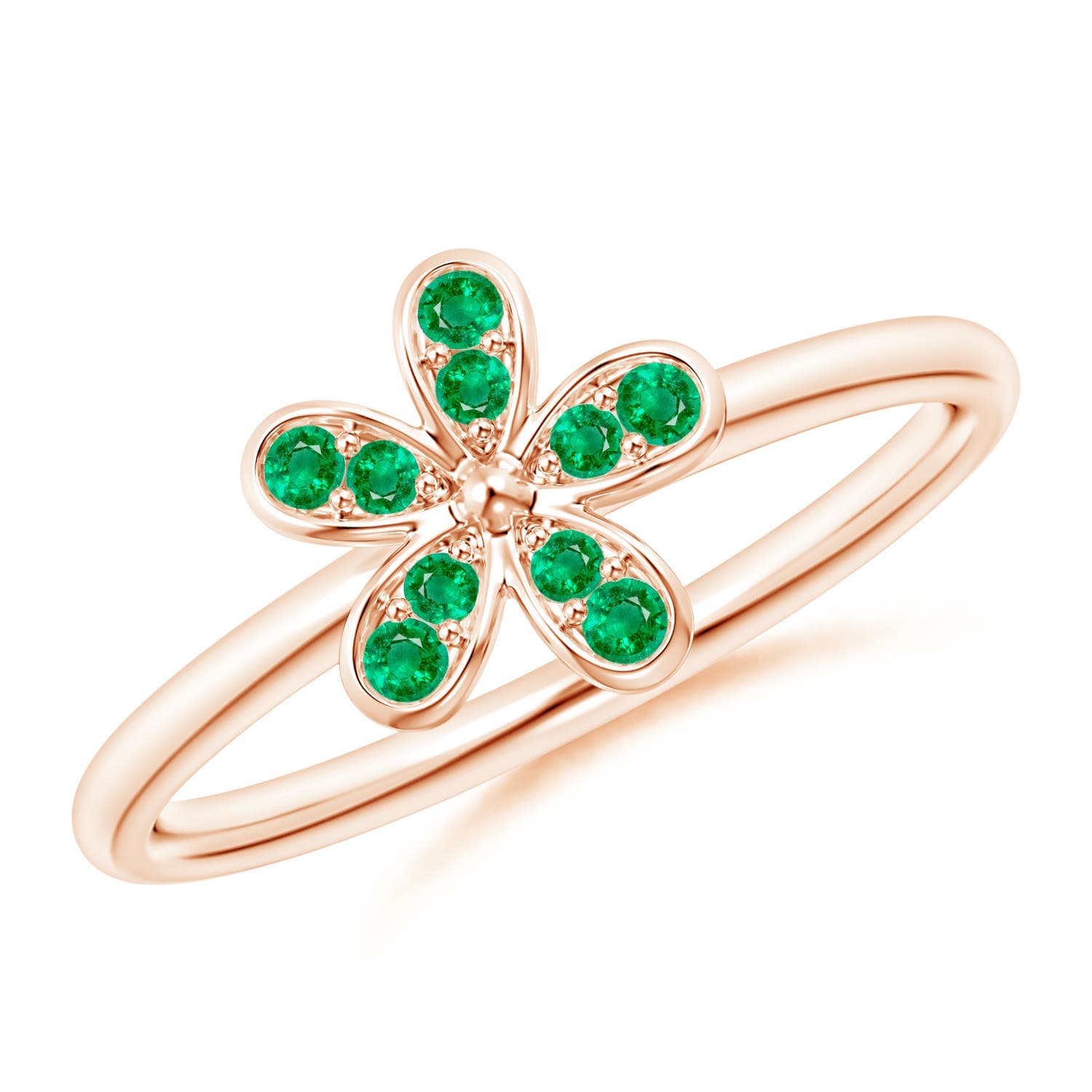 Pavé-Set Emerald Daisy Ring