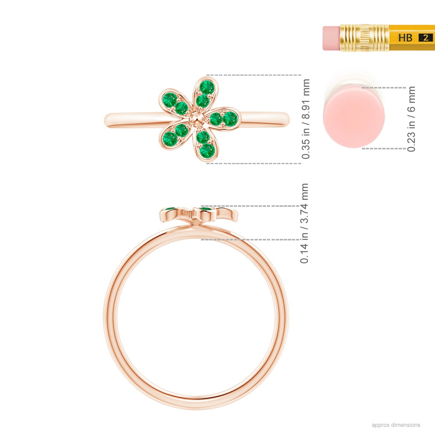 Pavé-Set Emerald Daisy Ring