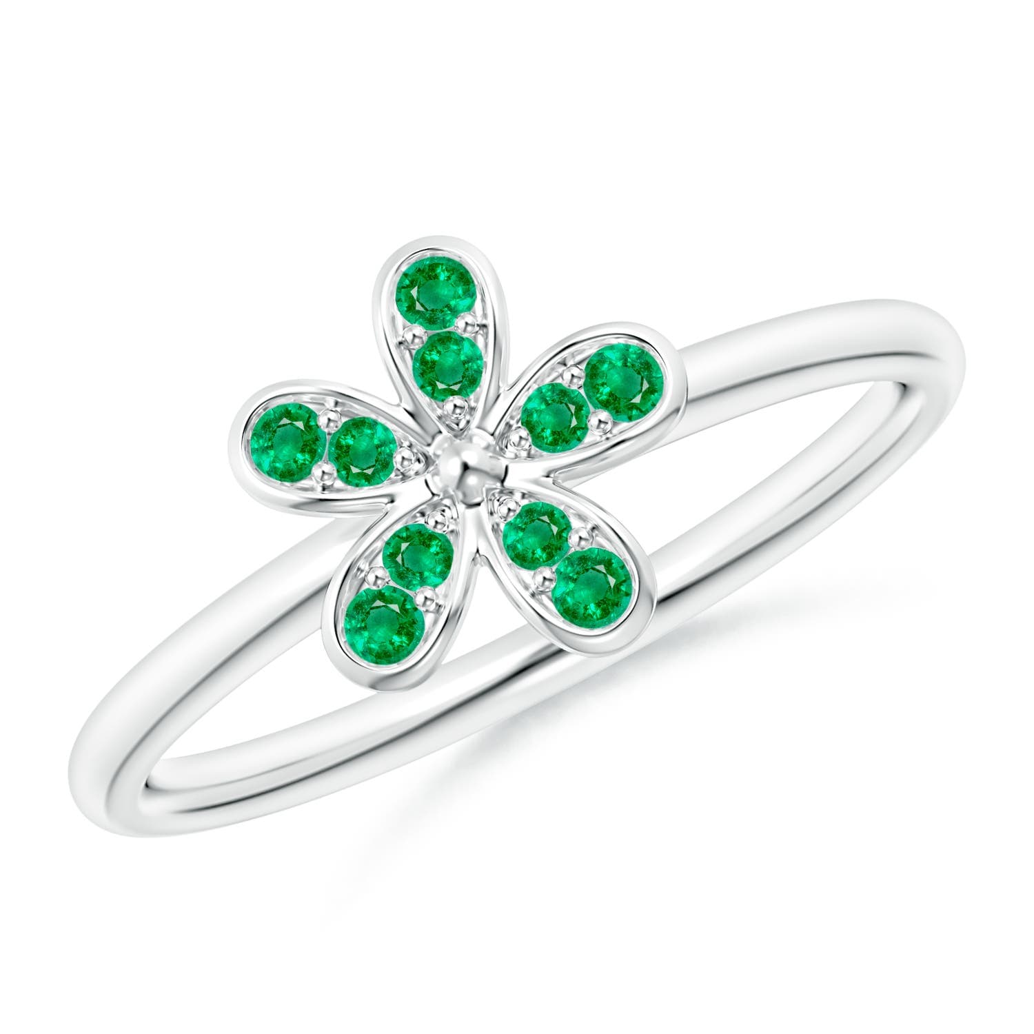 Pavé-Set Emerald Daisy Ring