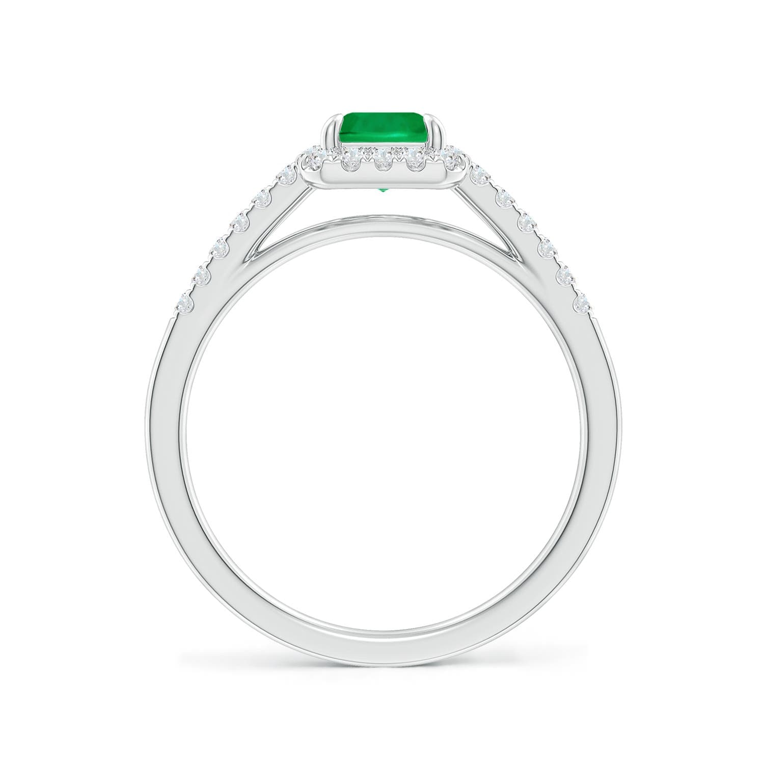 Emerald-Cut Emerald Engagement Ring with Diamond Halo