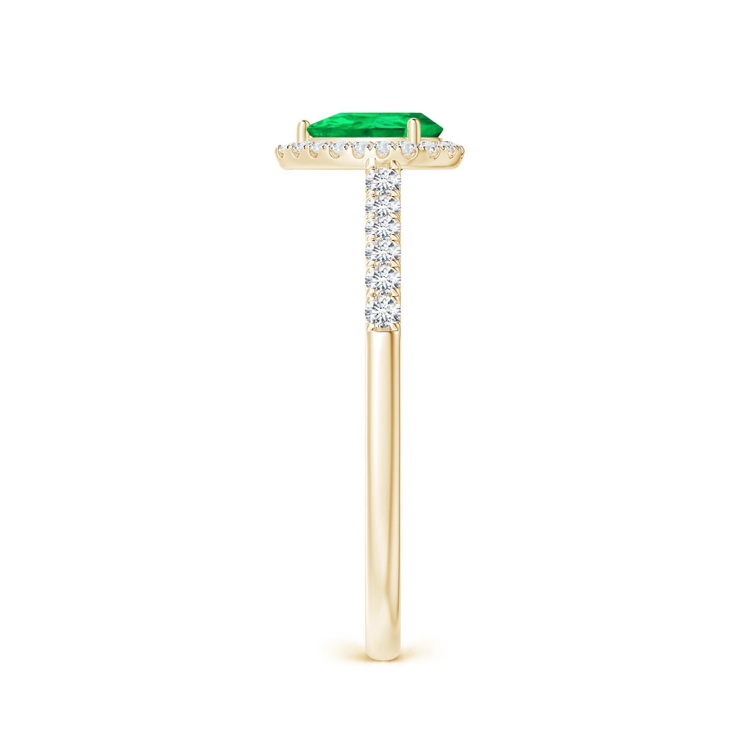 Pear-Shaped Emerald Halo Engagement Ring