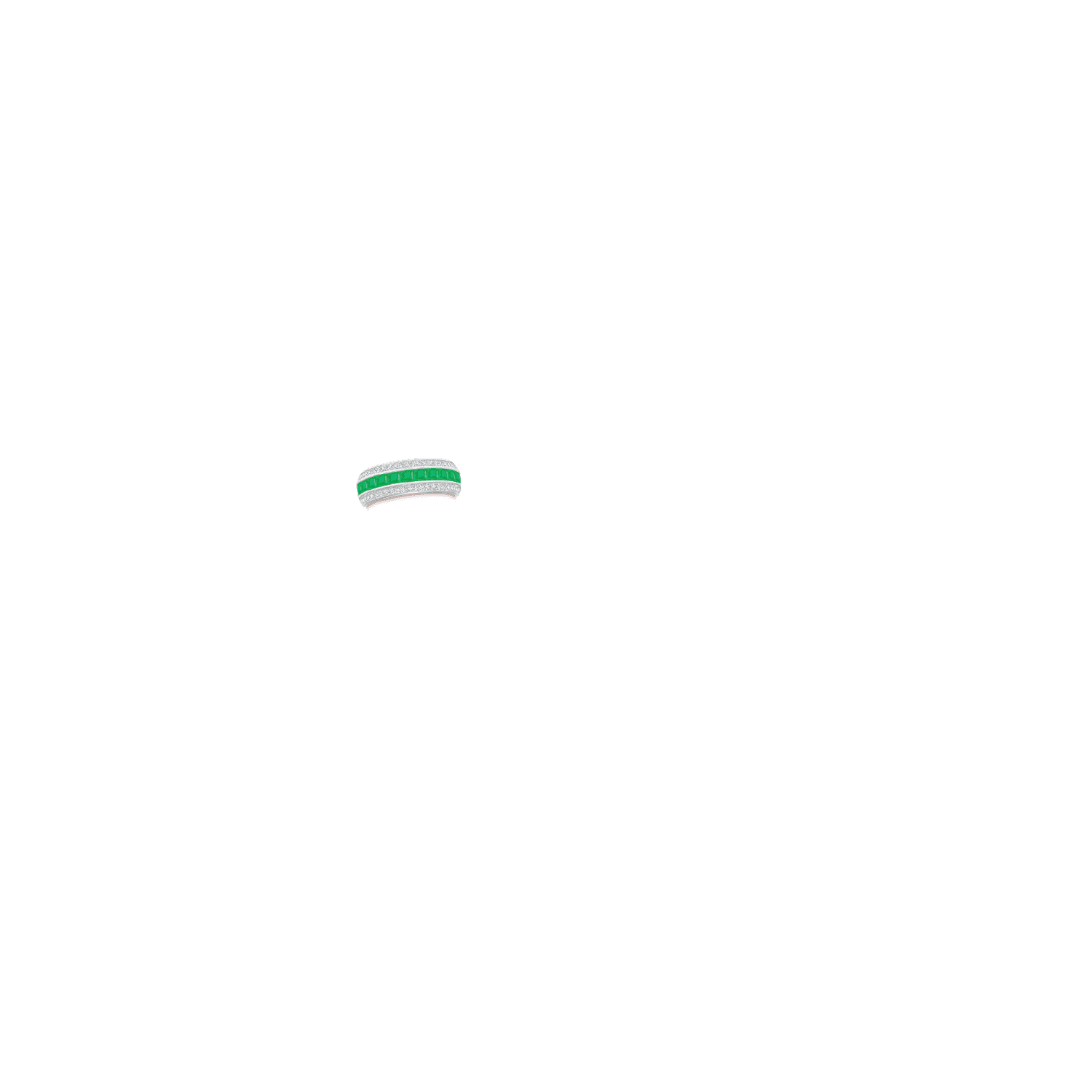 Channel-Set Square Emerald and Diamond Half Eternity Band