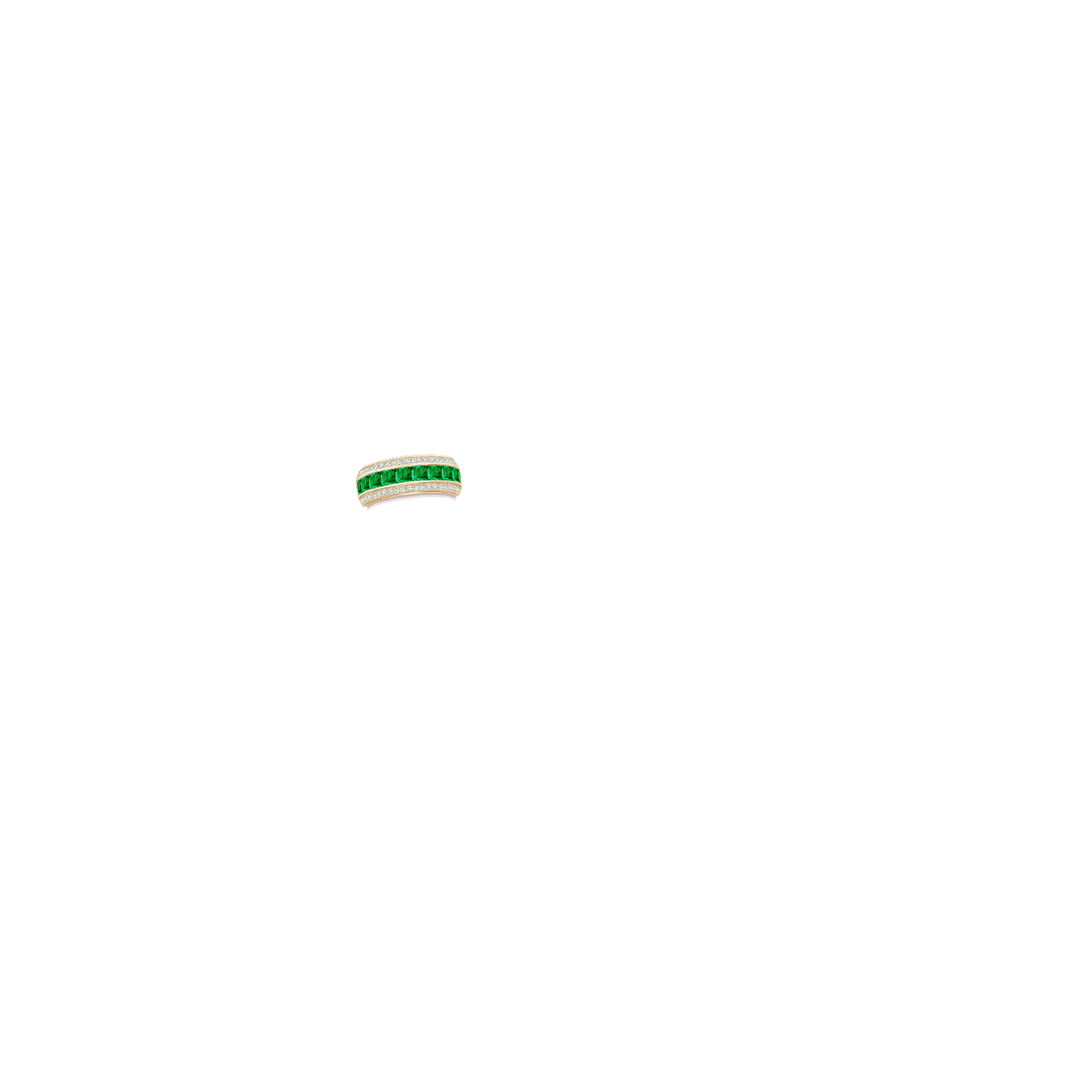 Channel-Set Square Emerald and Diamond Half Eternity Band