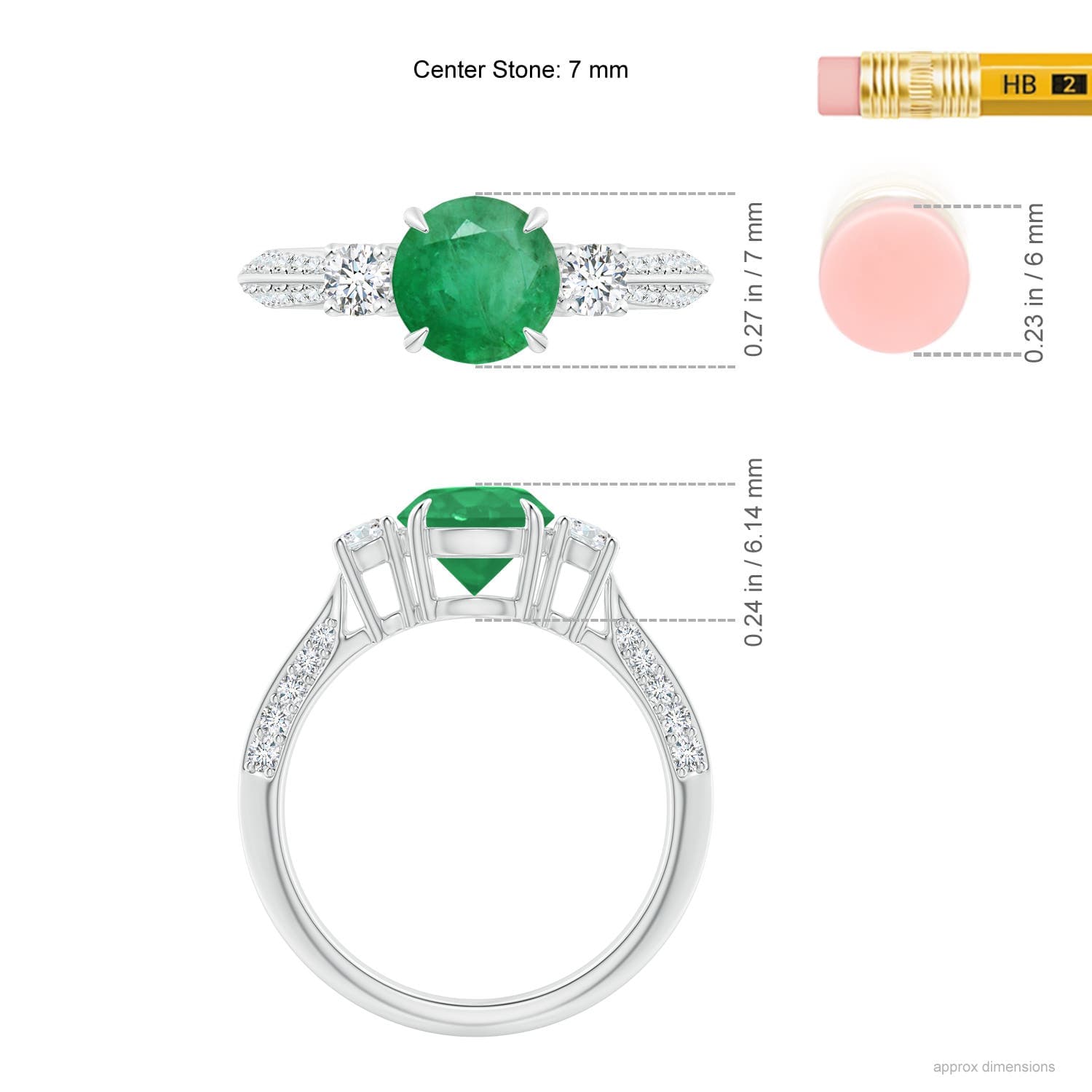 Three Stone Emerald and Diamond Knife-Edge Shank Engagement Ring