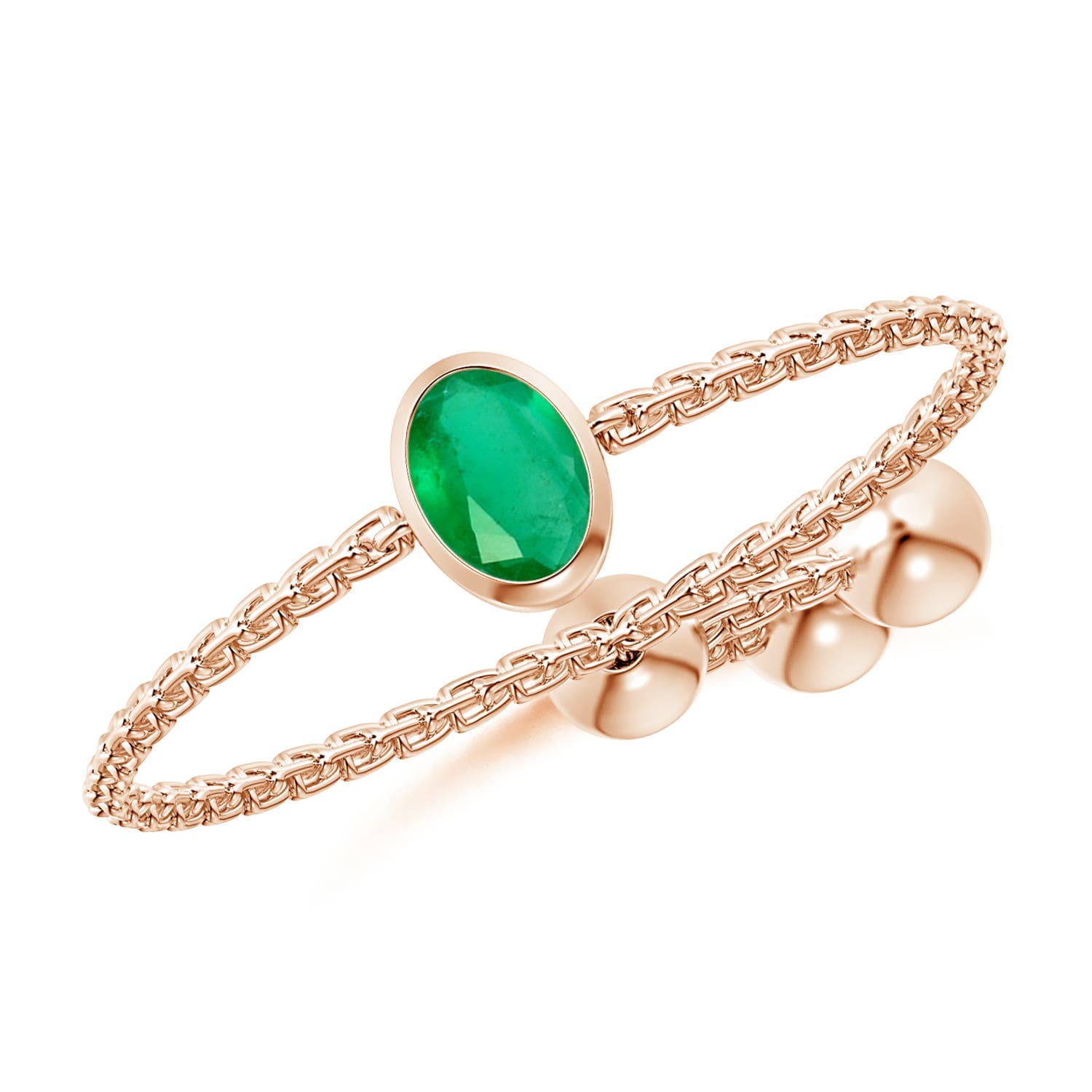 Bezel-Set Oval Emerald Bolo Ring