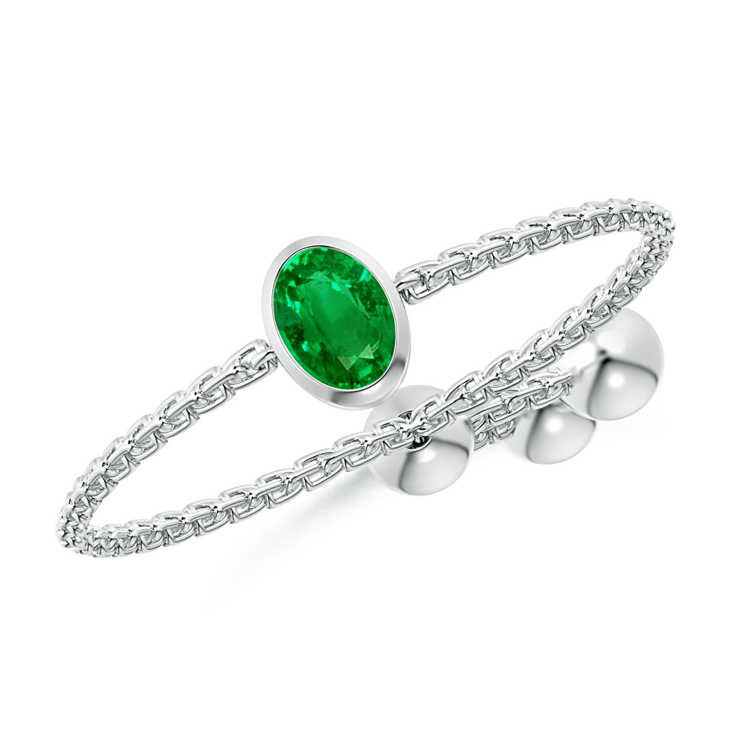 Bezel-Set Oval Emerald Bolo Ring