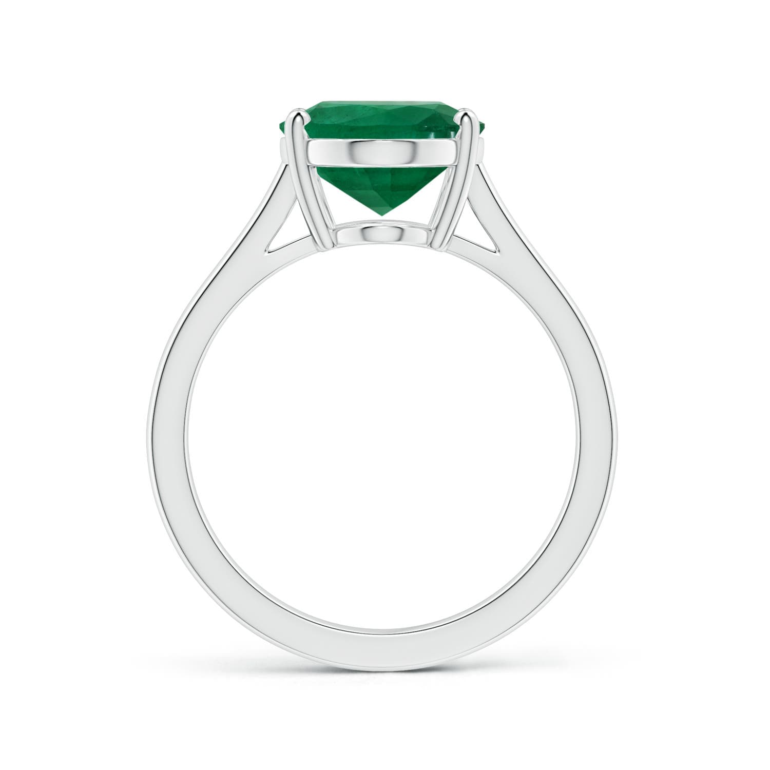 Prong-Set GIA Certified Oval Emerald Solitaire Ring with Reverse Tapered Shank