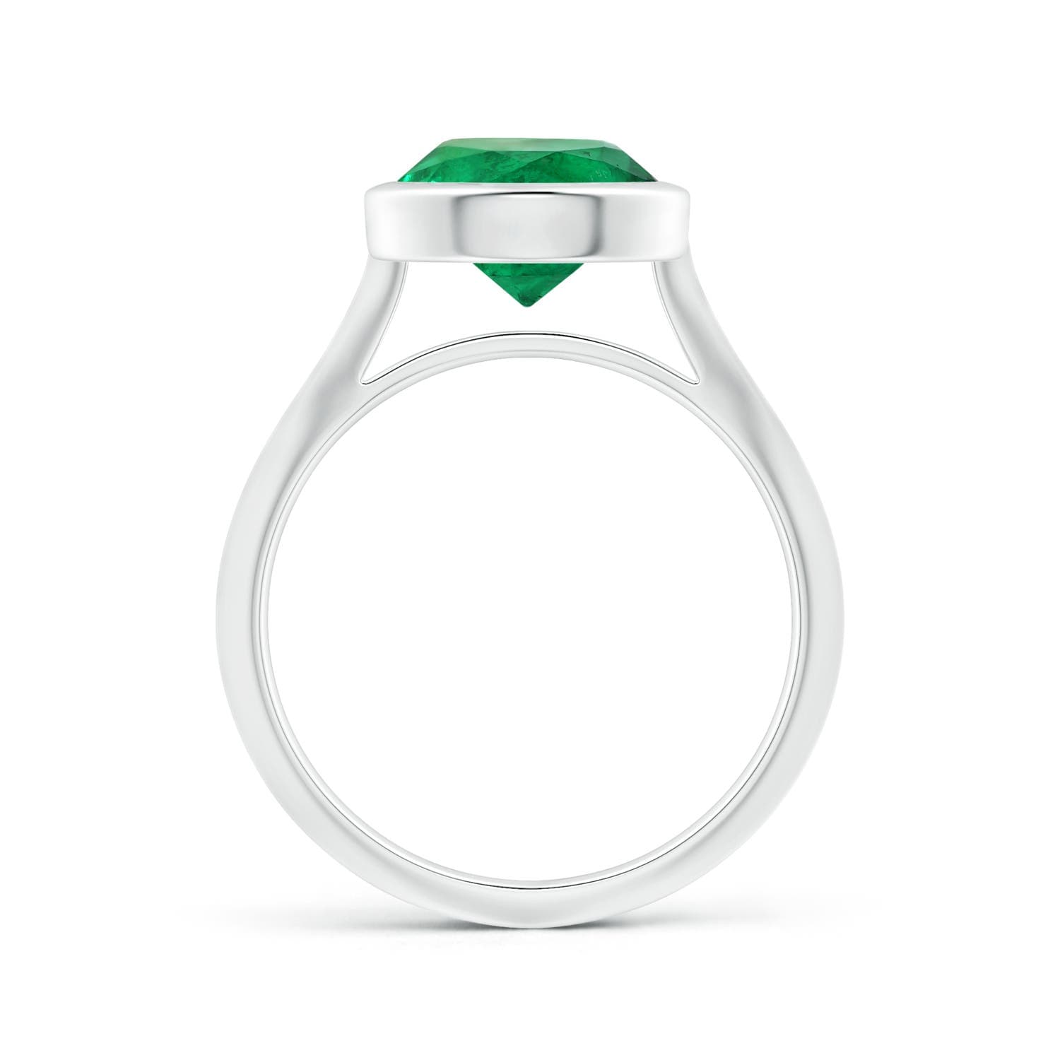 Bezel-Set GIA Certified Solitaire Round Emerald Knife-Edged Shank Ring