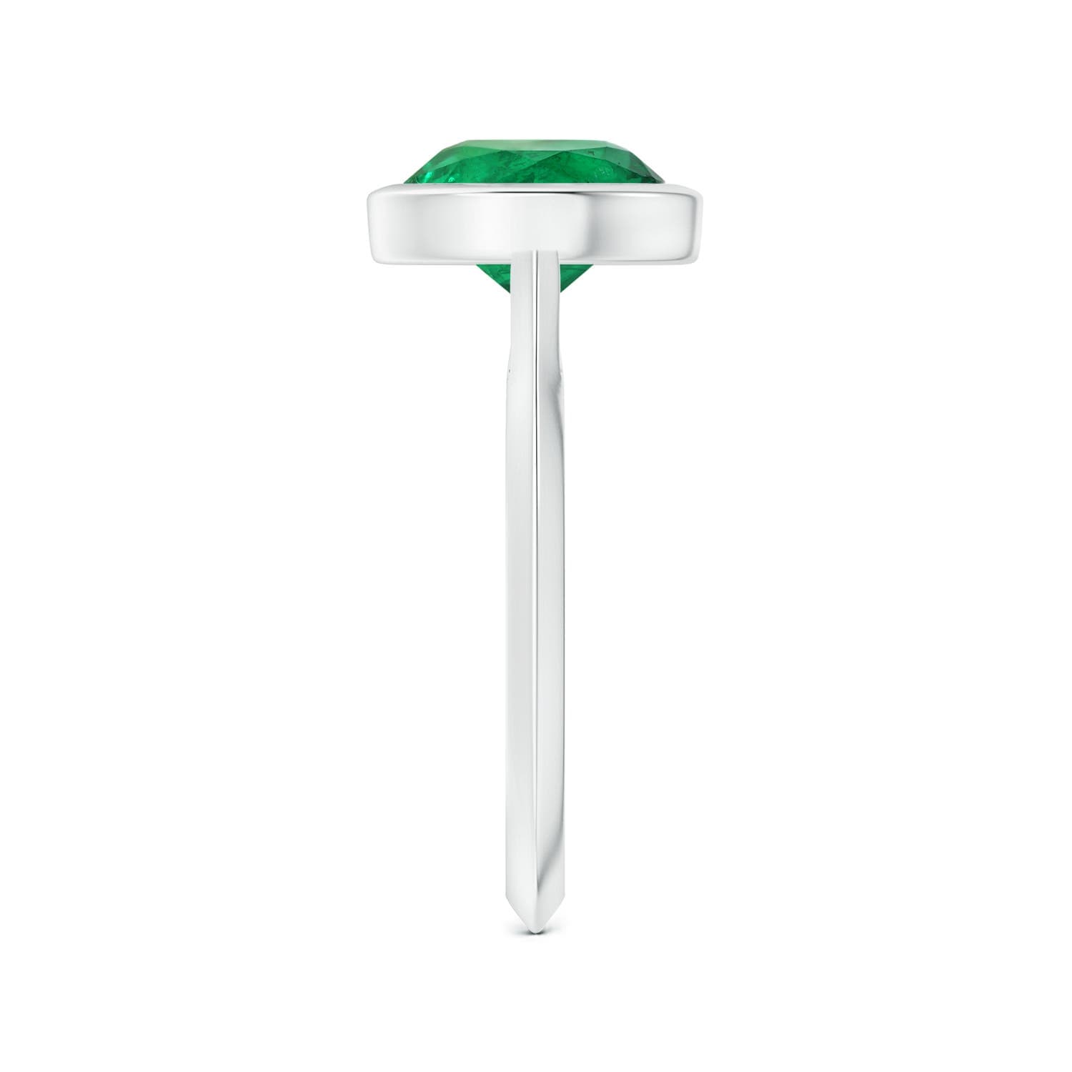 Bezel-Set GIA Certified Solitaire Round Emerald Knife-Edged Shank Ring