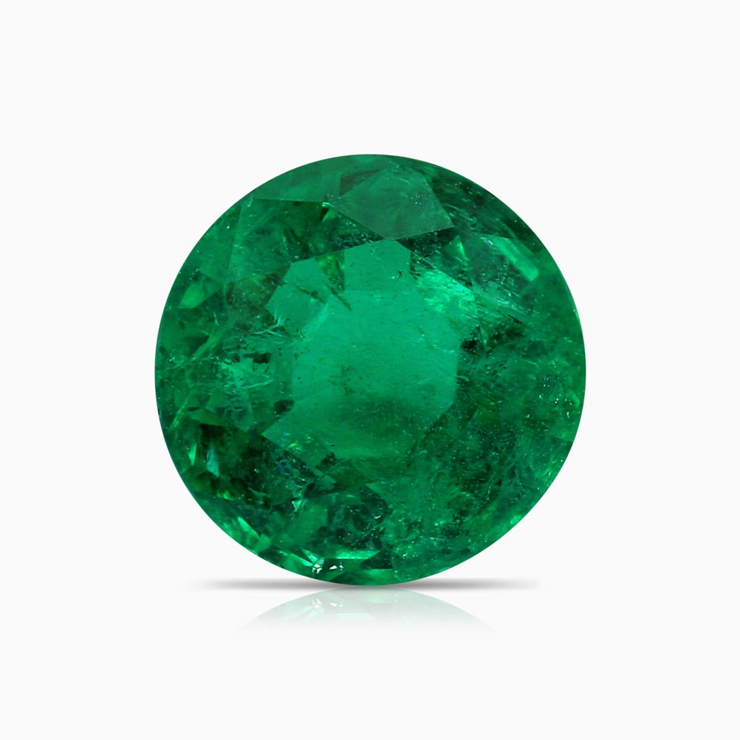 GIA Certified Round Emerald Reverse Tapered Shank Ring with Halo