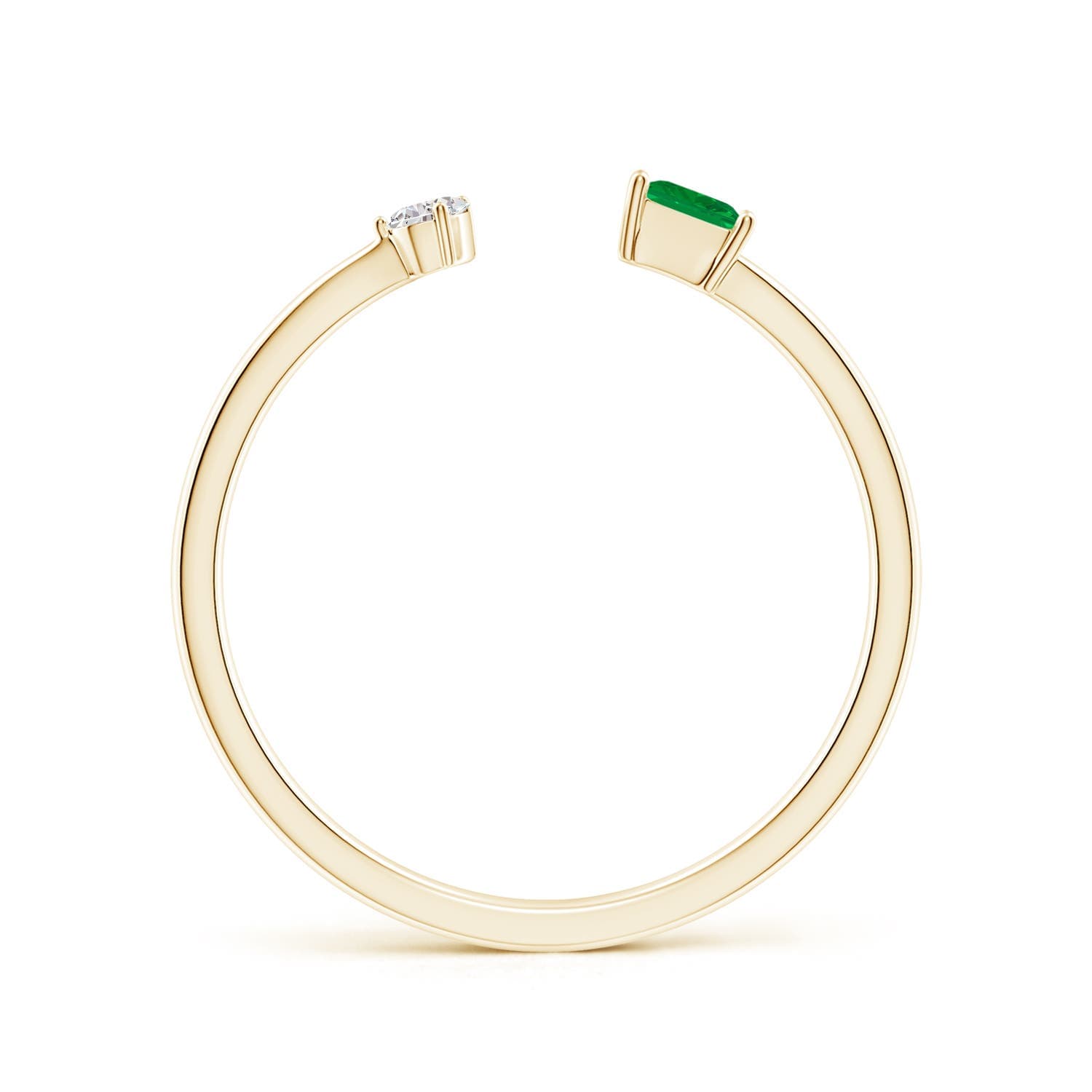 Two-Stone Square Emerald & Pear Diamond Open Ring