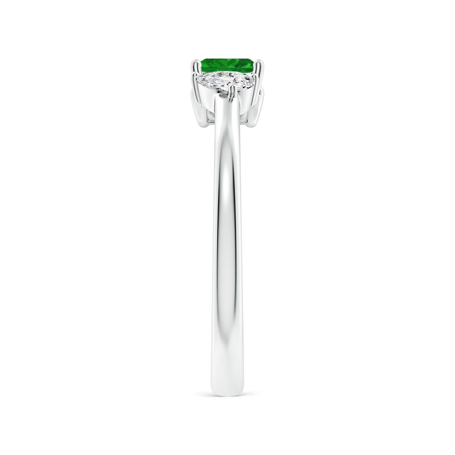 Two-Stone Square Emerald & Pear Diamond Open Ring