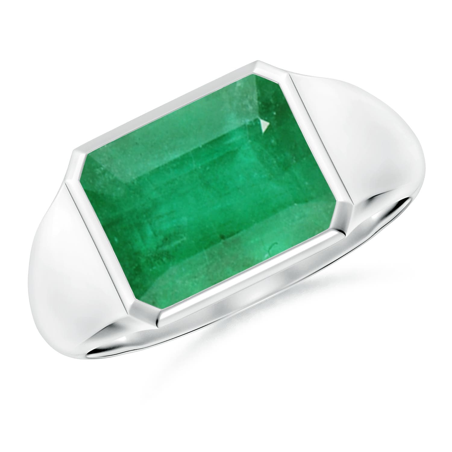 Emerald-Cut Emerald Signet Engagement Ring