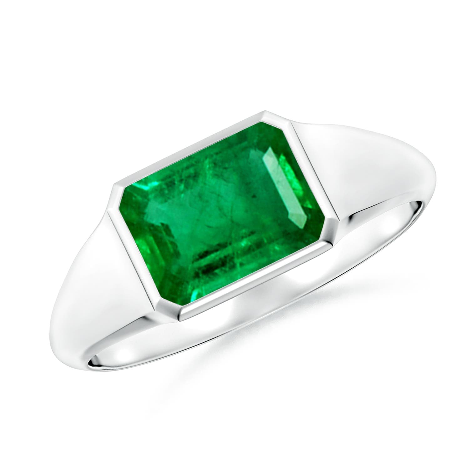 Emerald-Cut Emerald Signet Engagement Ring