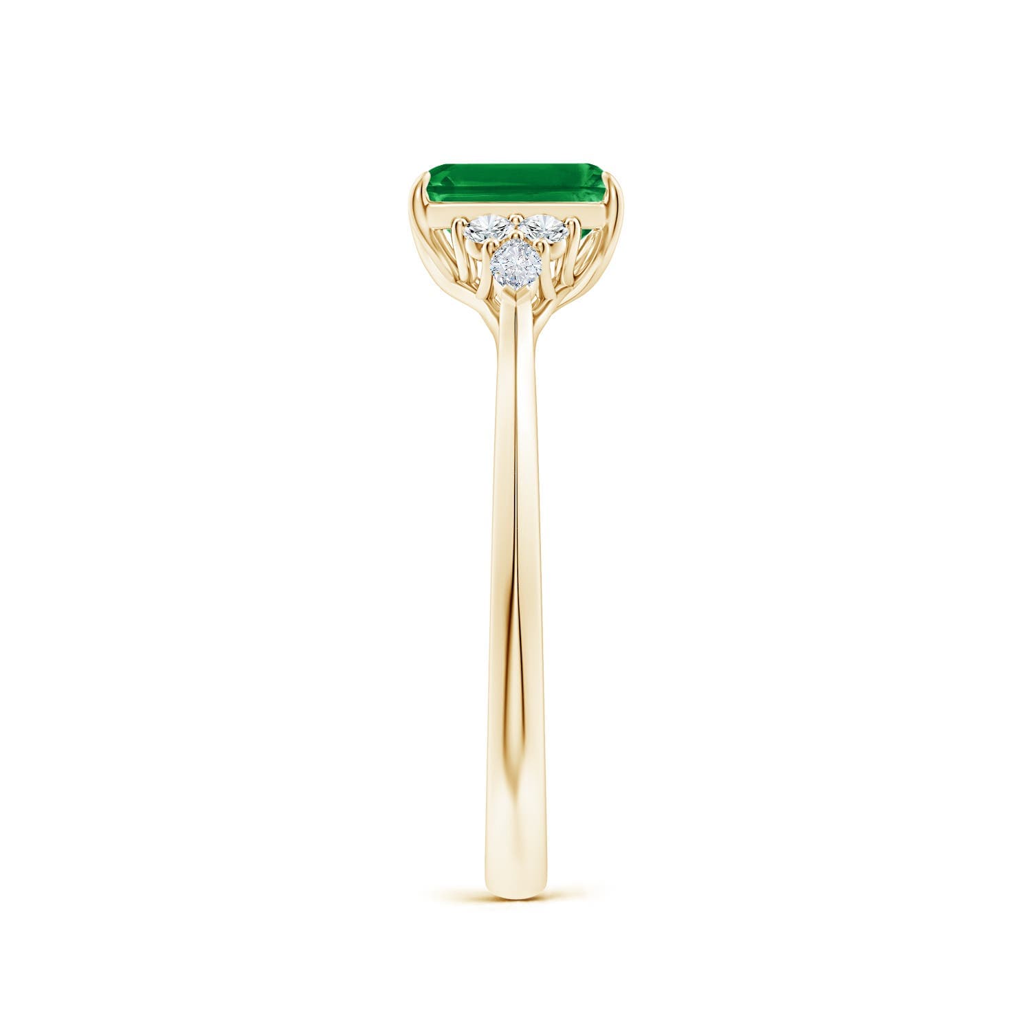 Emerald-Cut Emerald Side Stone Engagement Ring with Diamonds