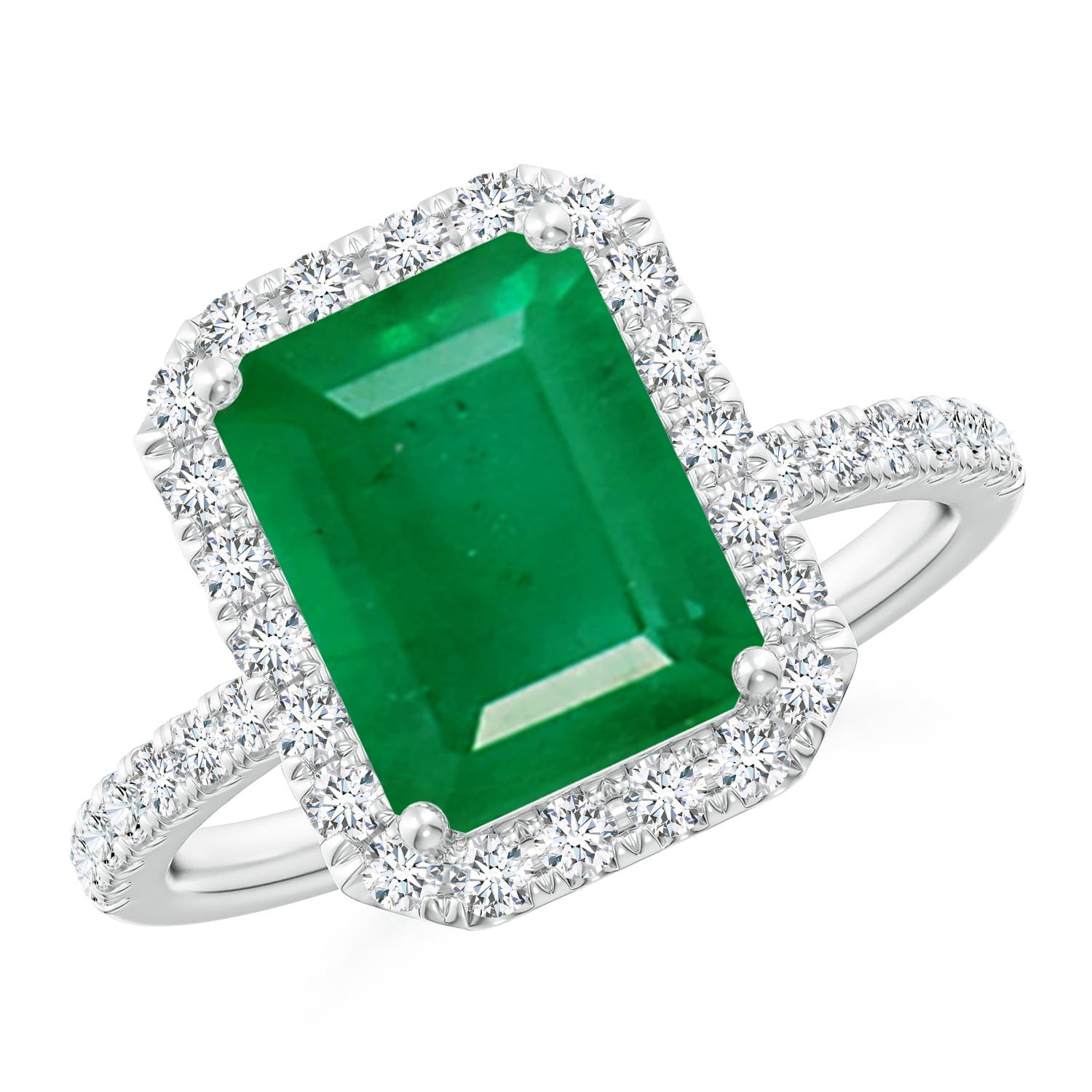 Emerald-Cut Emerald Classic Halo Engagement Ring