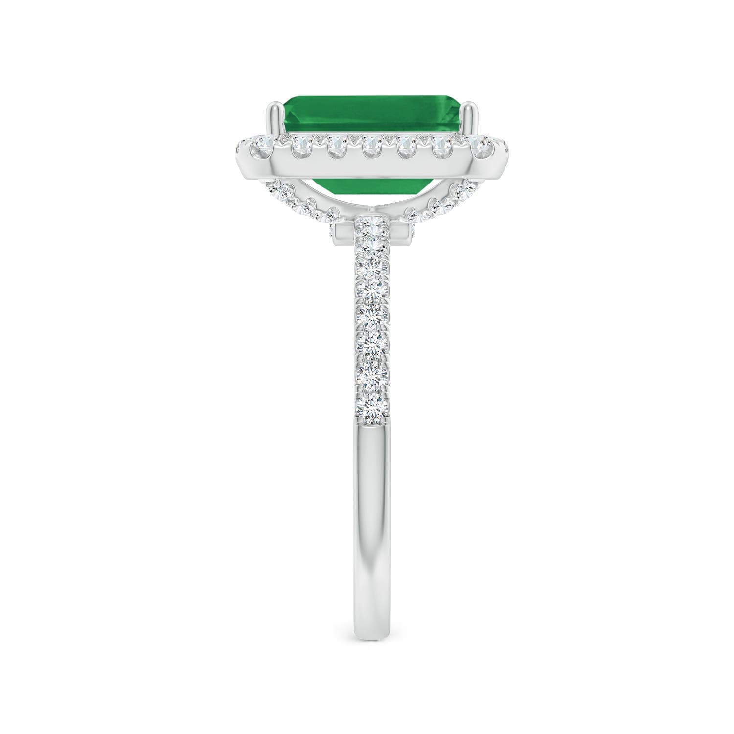 Emerald-Cut Emerald Classic Halo Engagement Ring