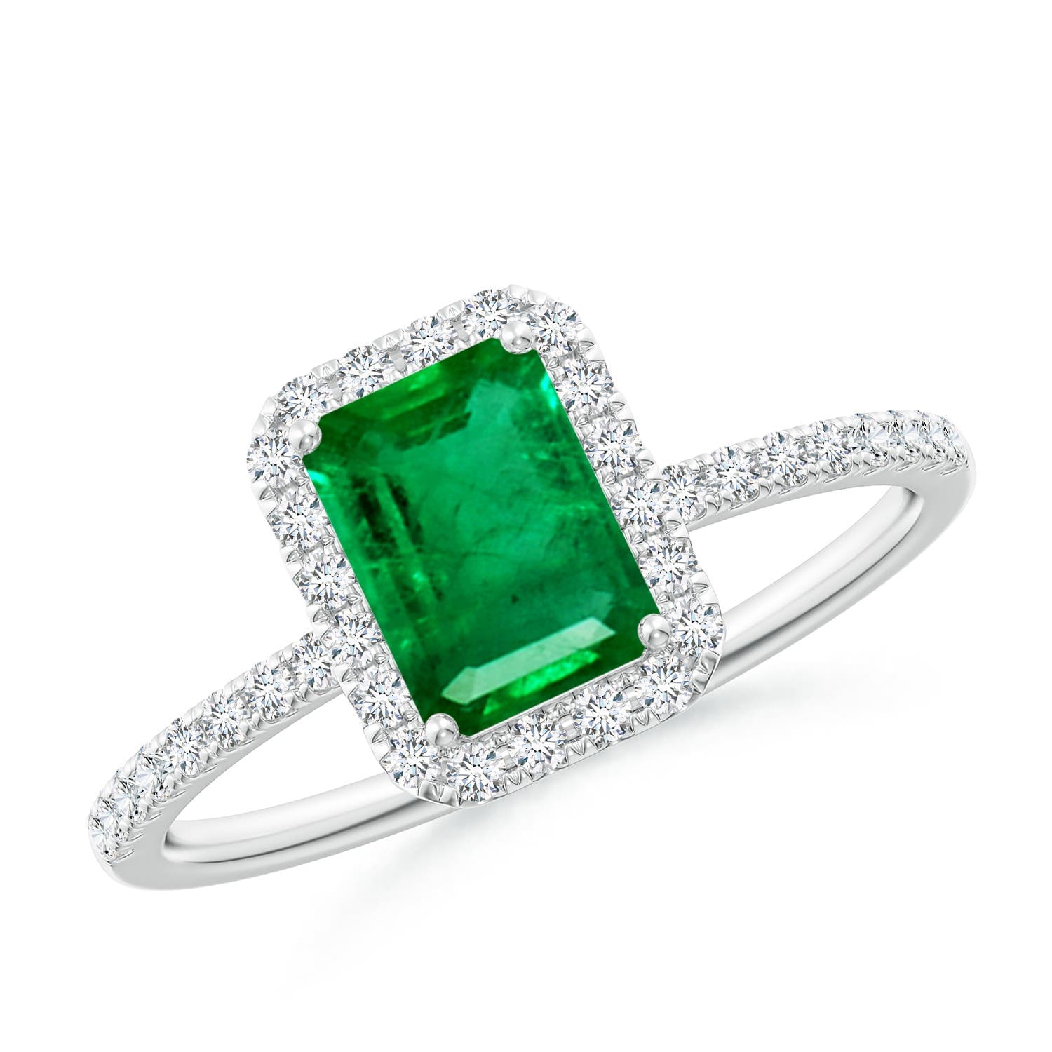 Emerald-Cut Emerald Classic Halo Engagement Ring