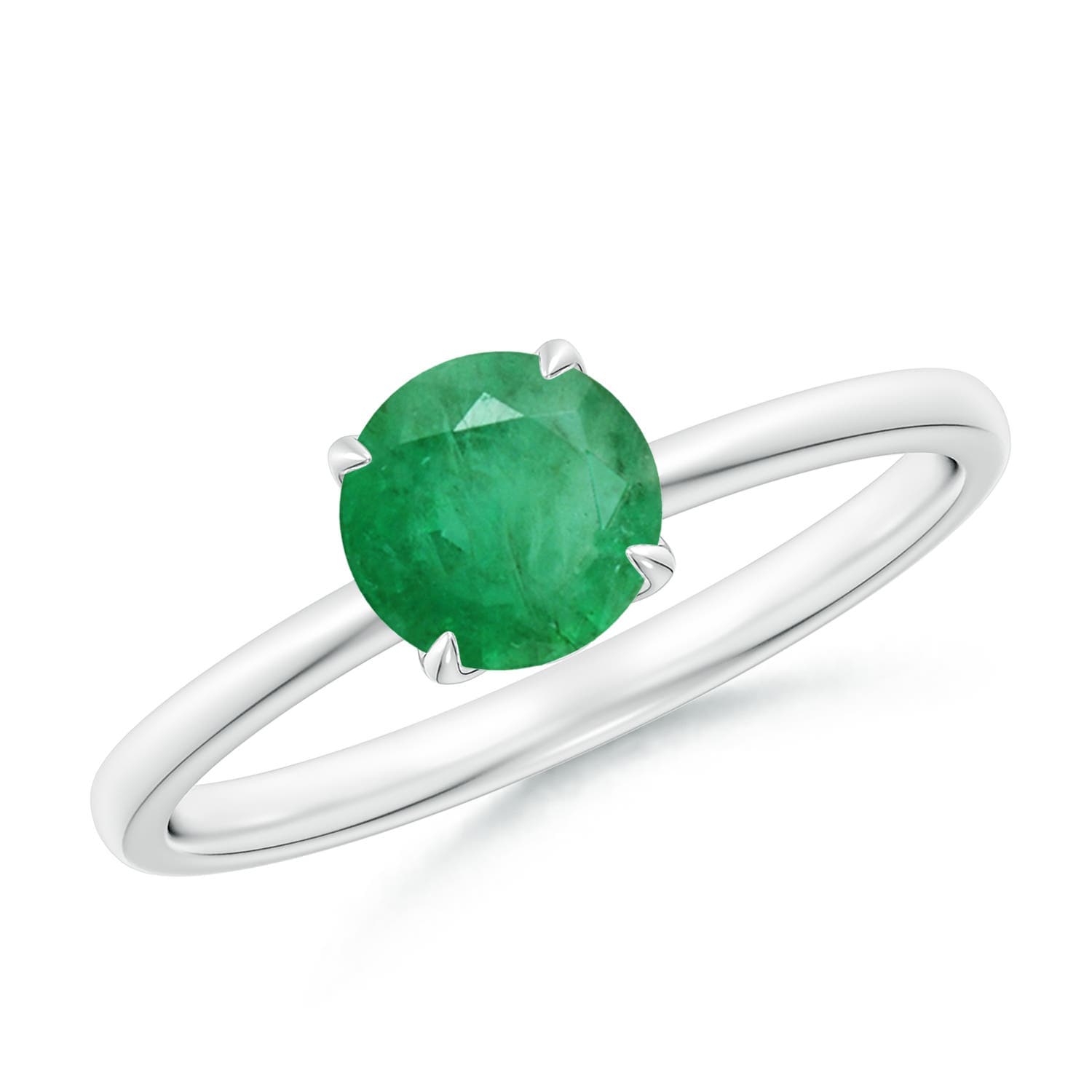 Solitaire Round Claw-Set Emerald Classic Engagement Ring