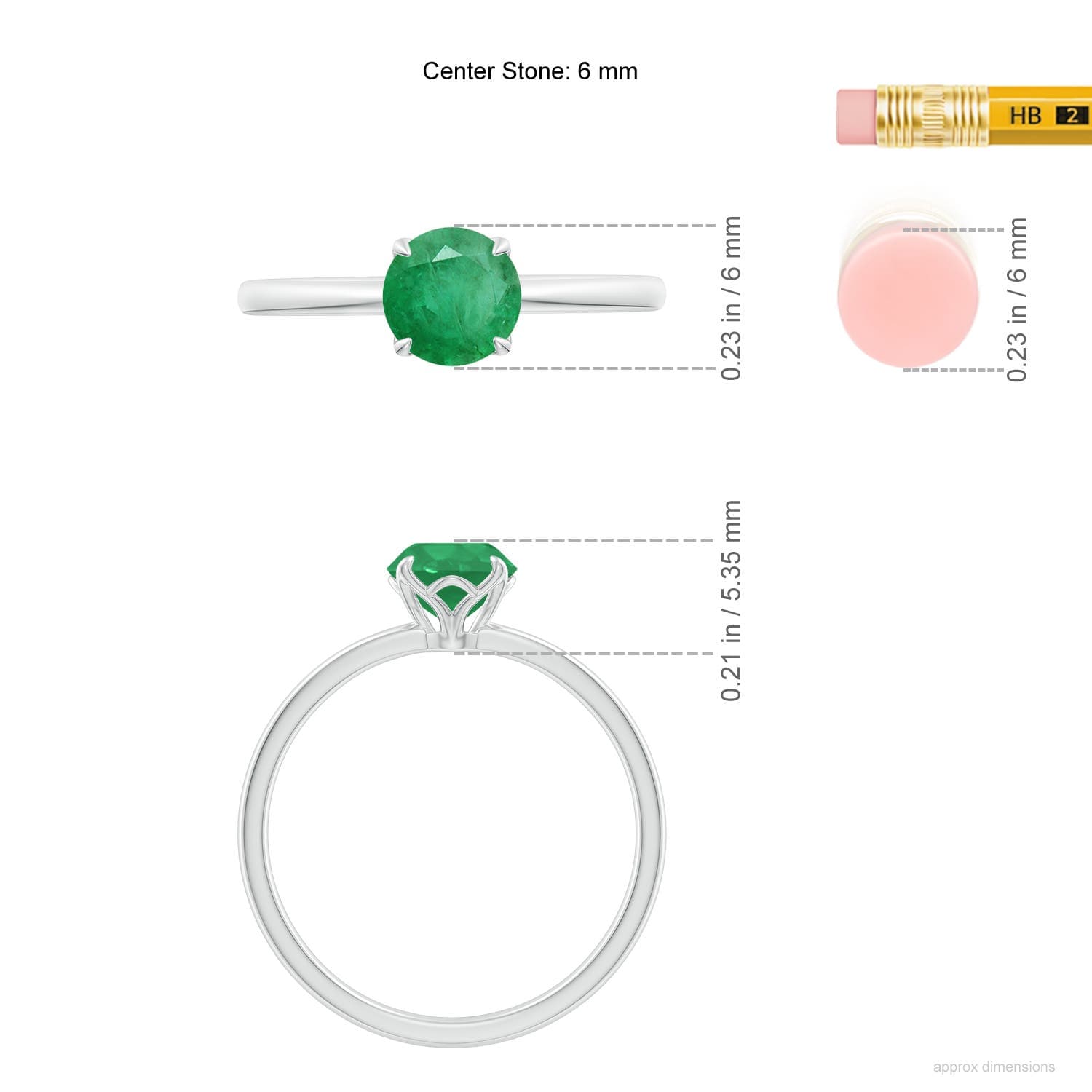 Solitaire Round Claw-Set Emerald Classic Engagement Ring