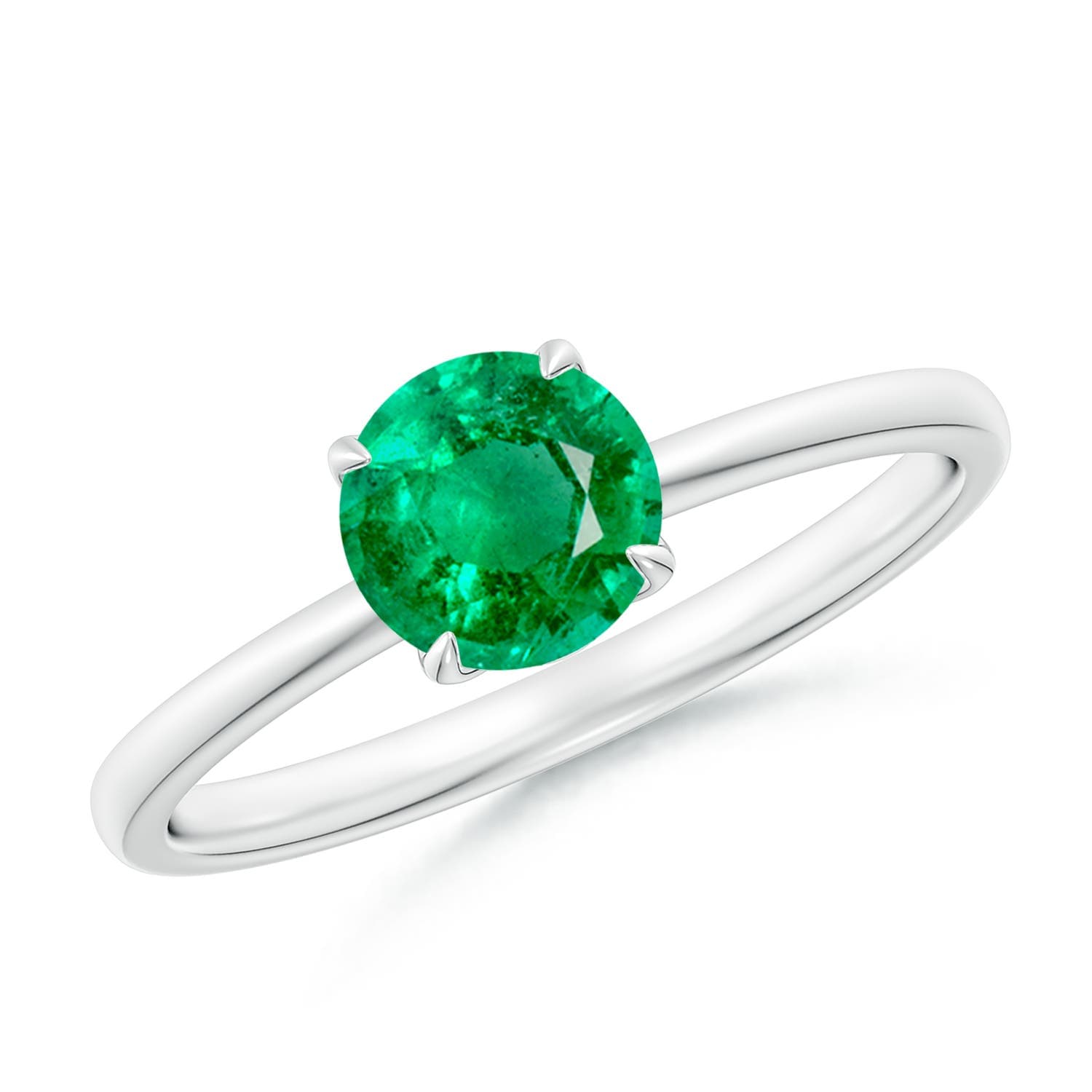 Solitaire Round Claw-Set Emerald Classic Engagement Ring