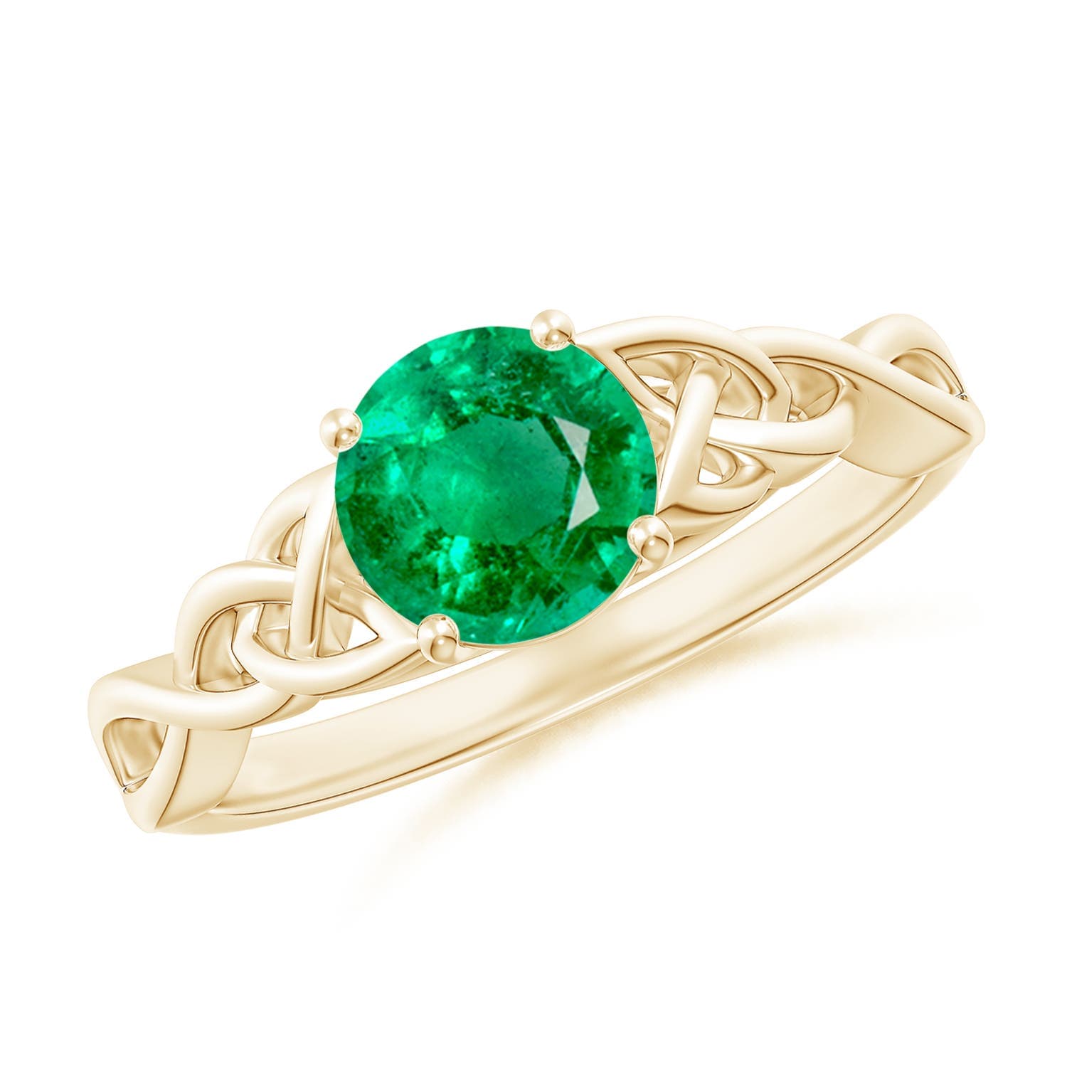 Round Emerald Celtic Knot Engagement Ring