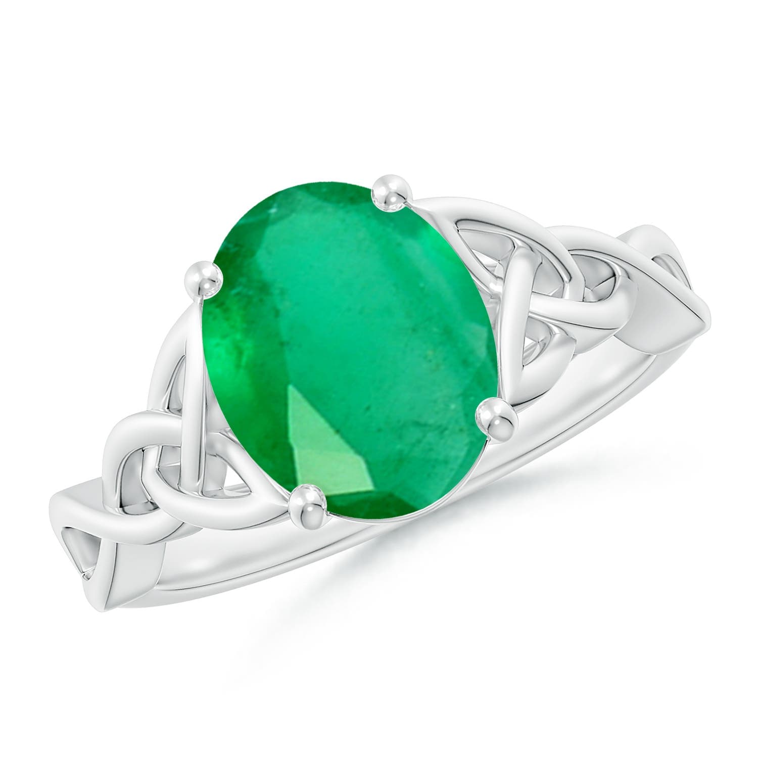 Oval Emerald Celtic Knot Engagement Ring