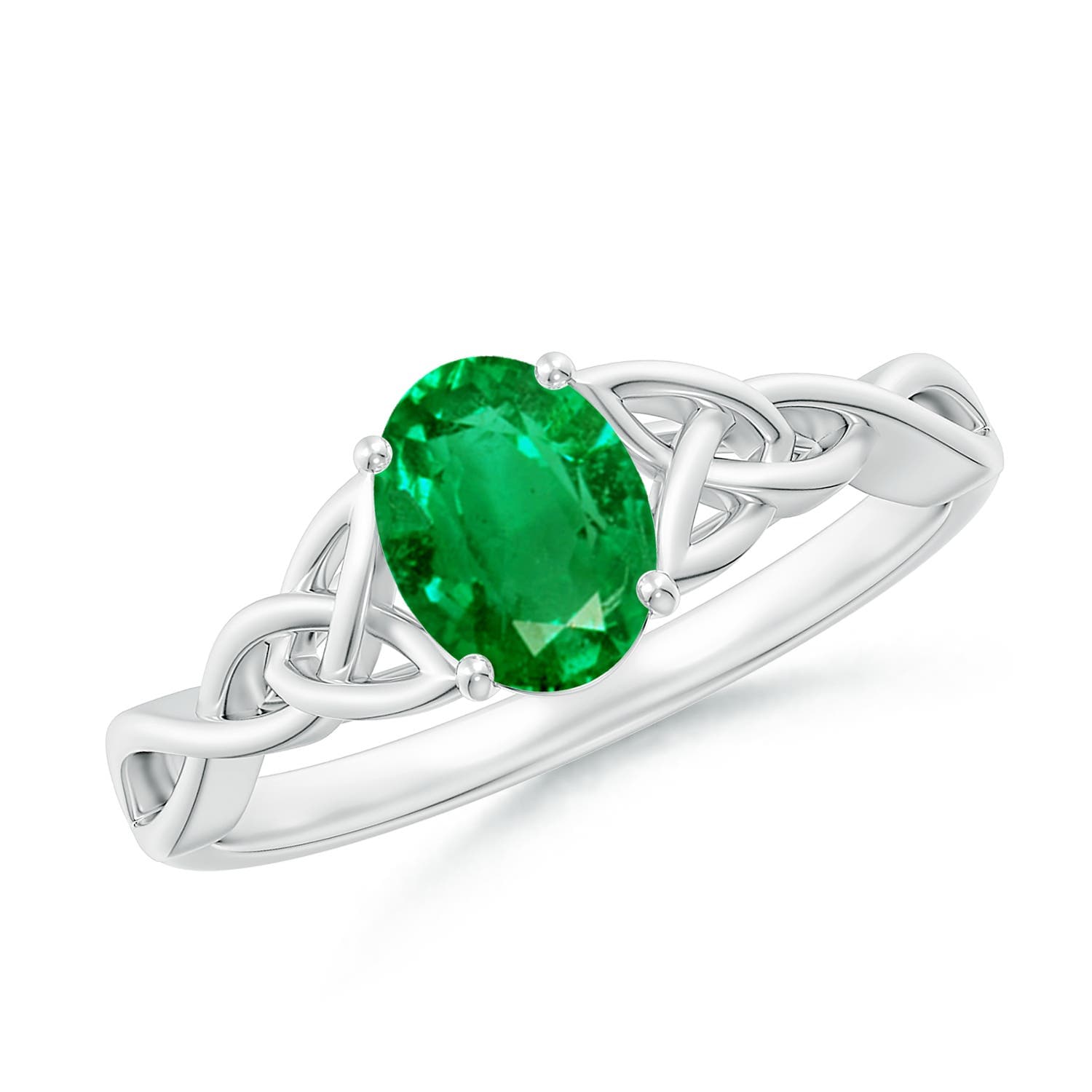 Oval Emerald Celtic Knot Engagement Ring