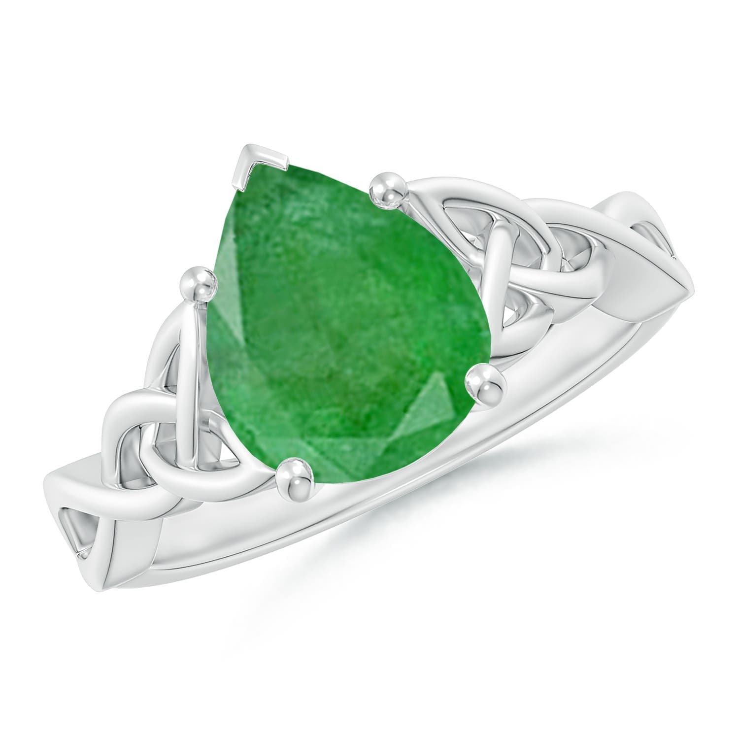 Pear-Shaped Emerald Celtic Knot Engagement Ring
