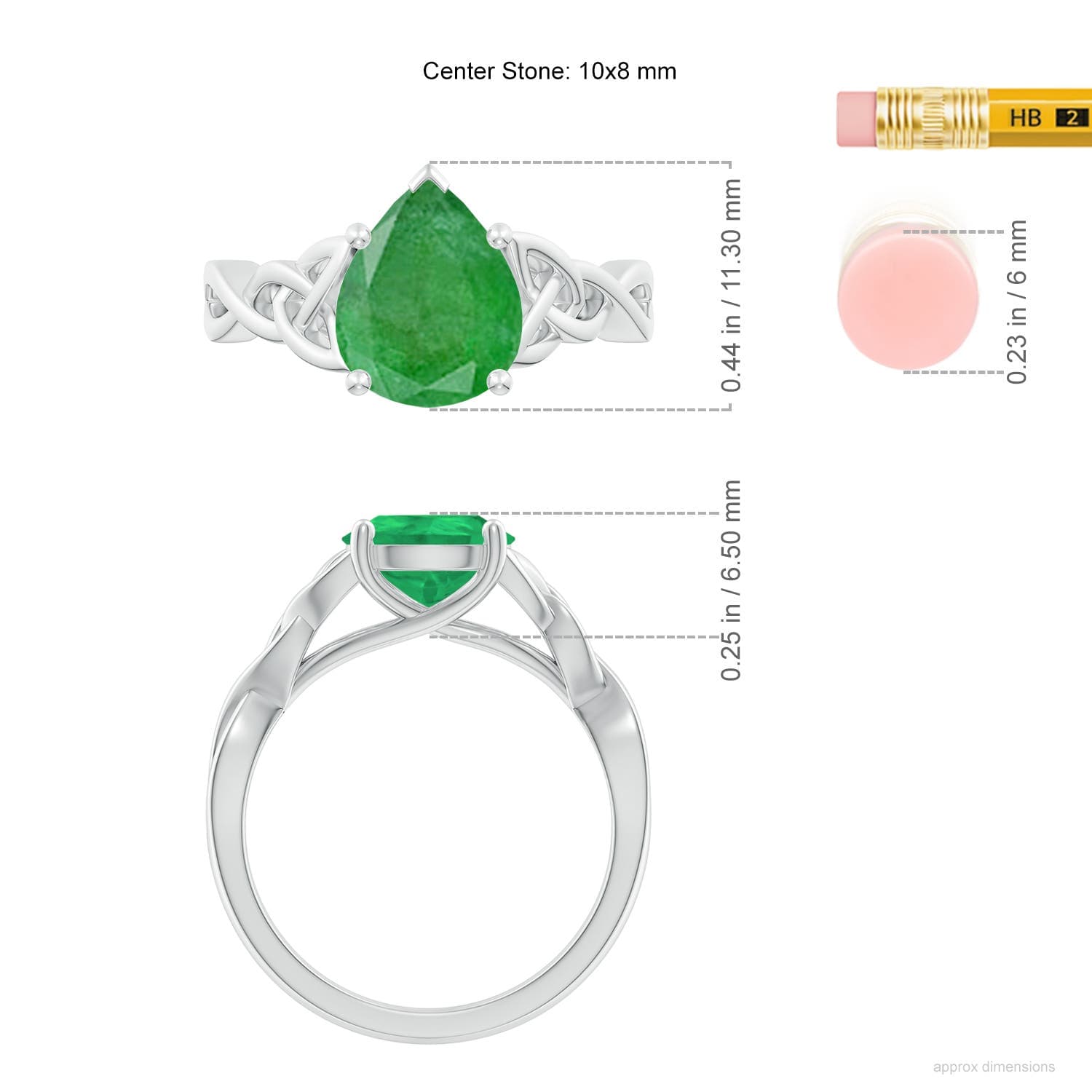 Pear-Shaped Emerald Celtic Knot Engagement Ring